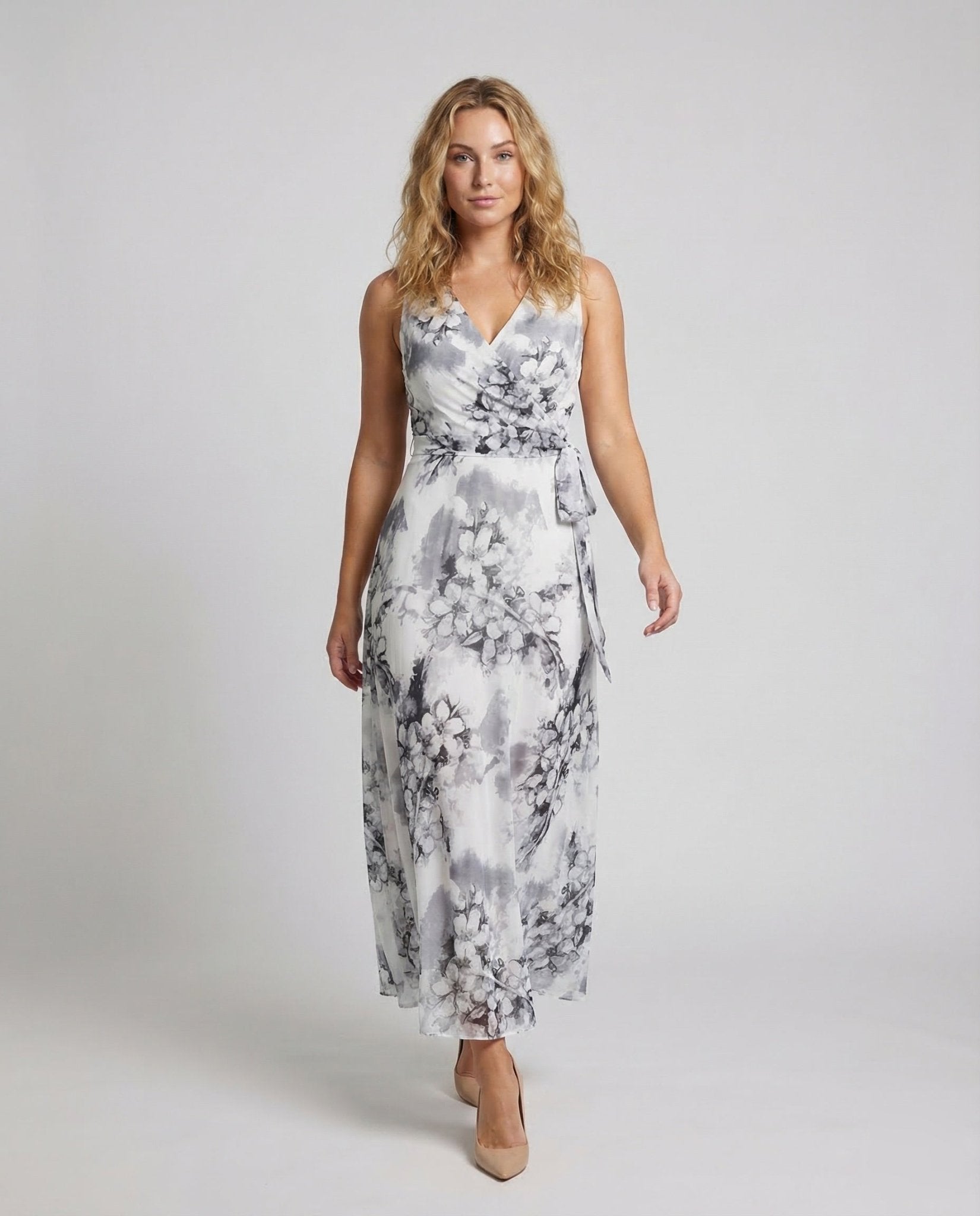 Women's Chiffon Maxi Dress Wrap Look - Chichicherry