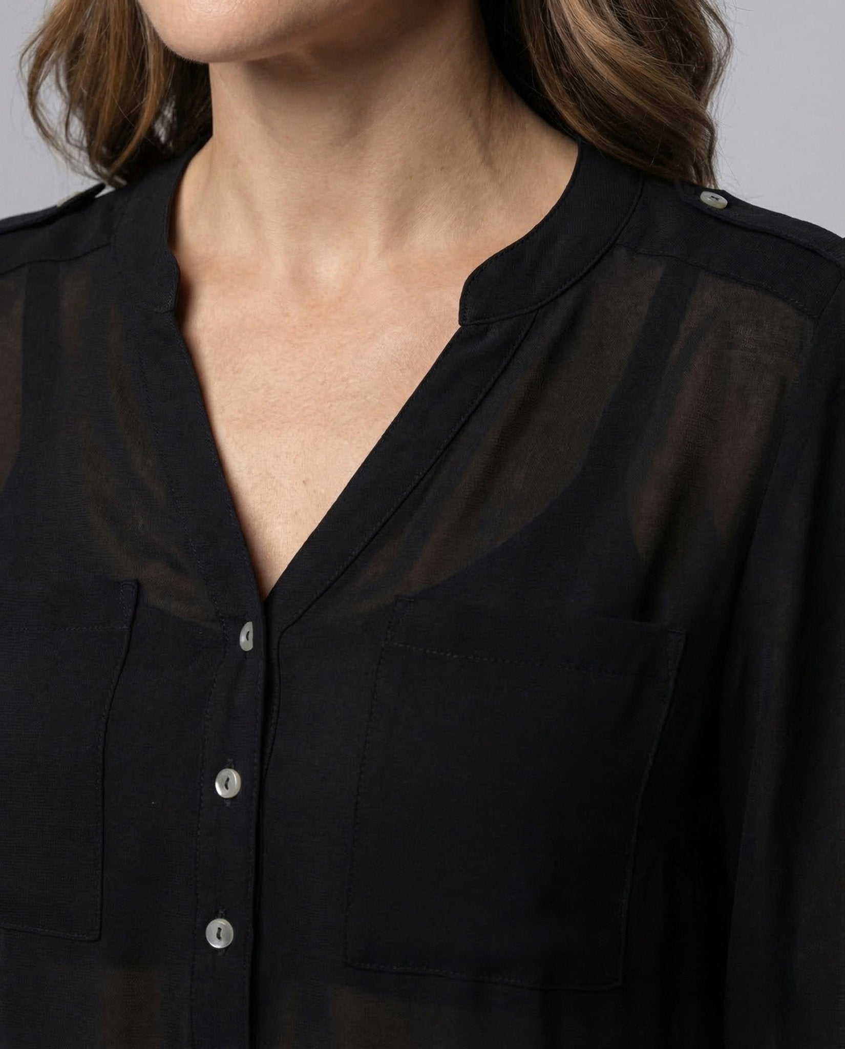 Women's Chiffon Tunic Blouse V Neck - Chichicherry