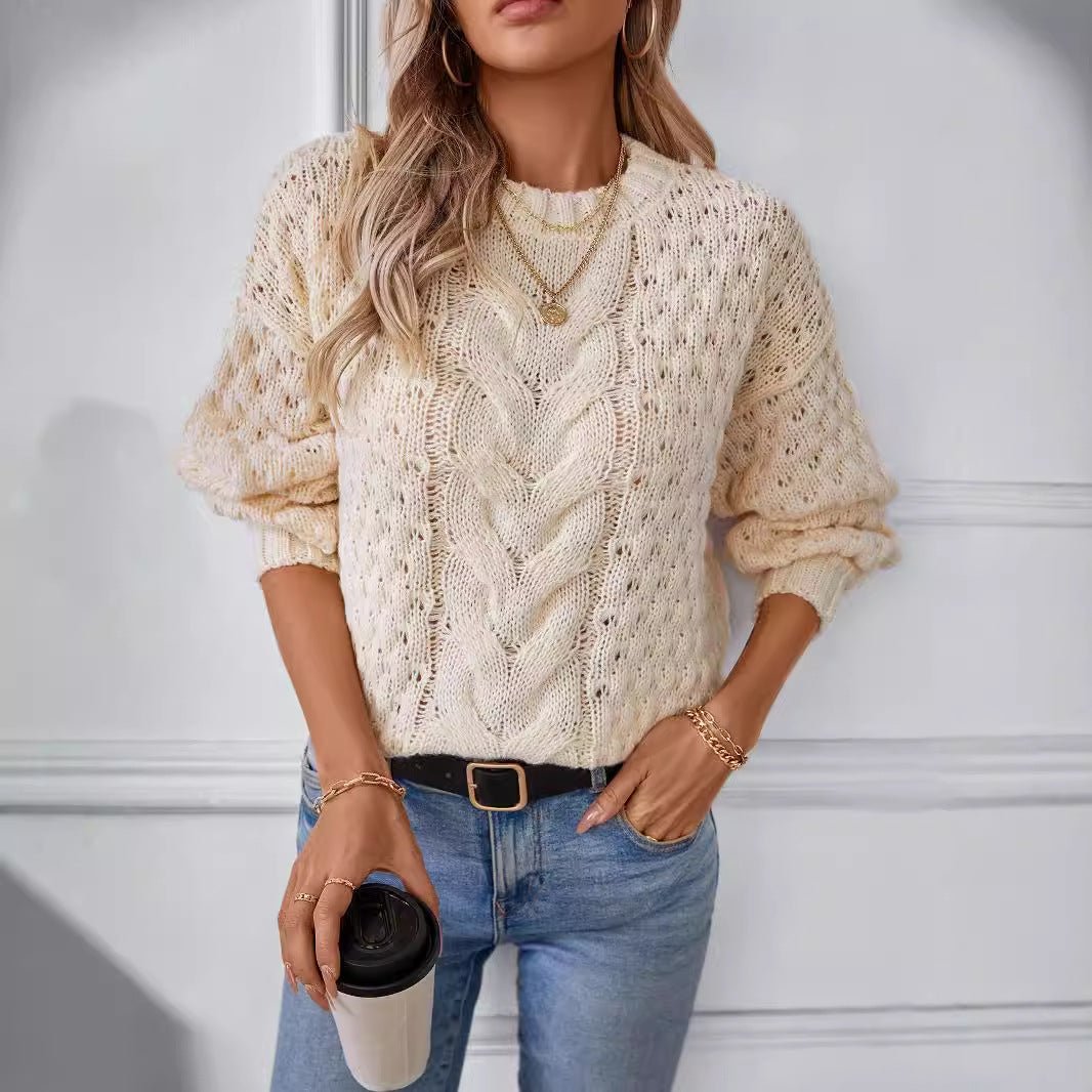 Women's Chunky Cable Knit Pullover Sweater - Chichicherry
