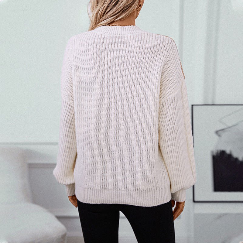 Women's Chunky Knit Color - Block Sweater - Chichicherry