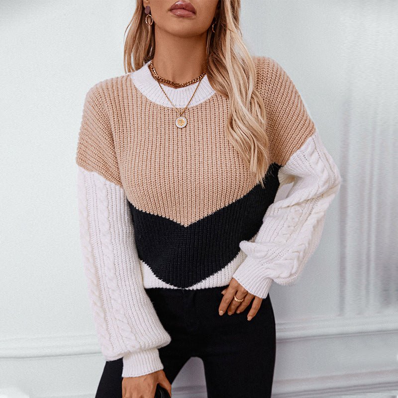 Women's Chunky Knit Color - Block Sweater - Chichicherry