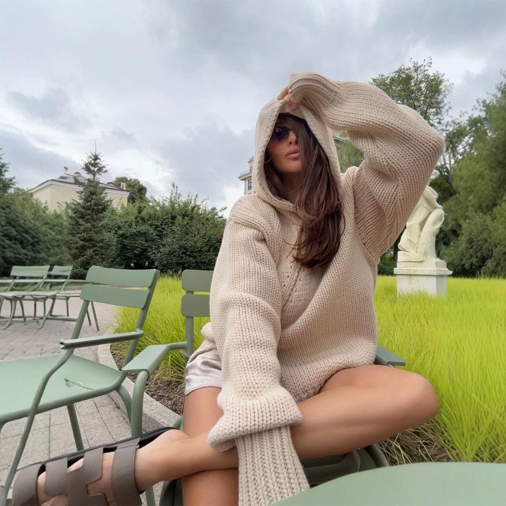 Women's chunky knit zip cardigan with high collar Chichicherry - Chichicherry