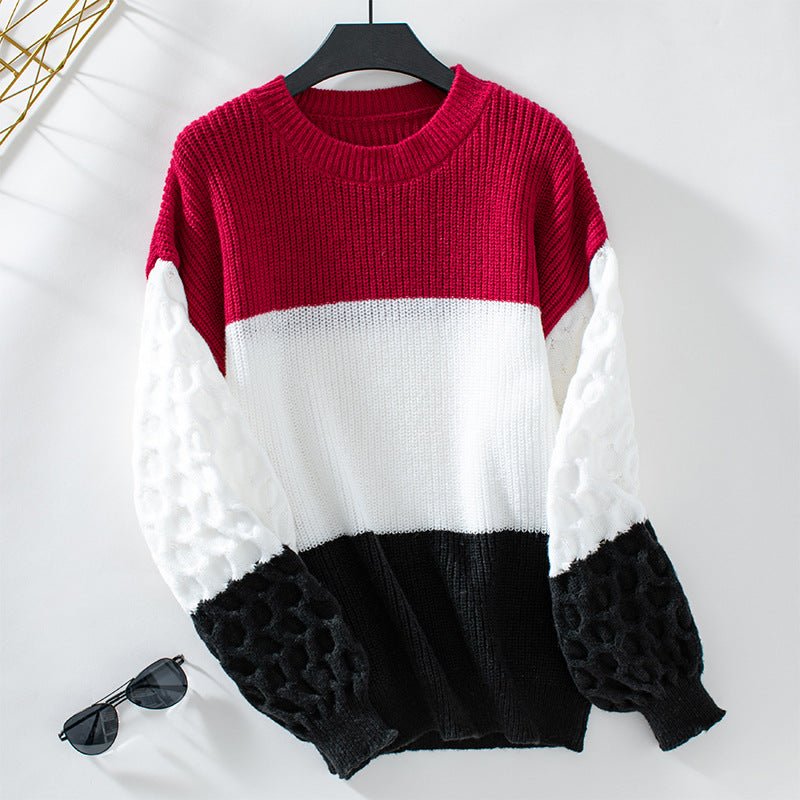 Women's Color - Block Knitted Sweater - Chichicherry
