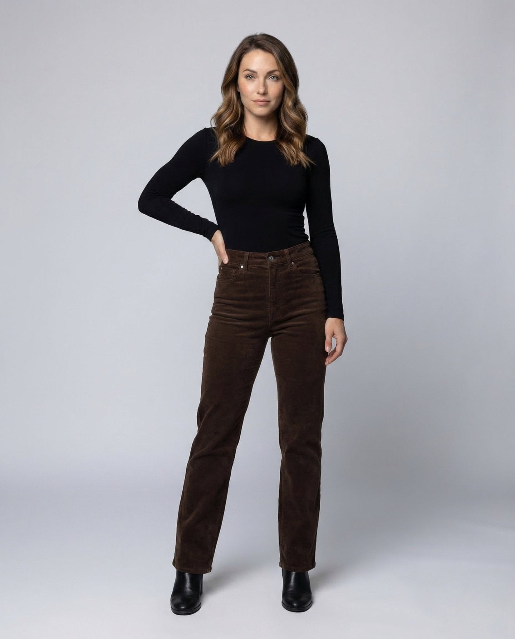 Women's Cord Pants High Waist Wide Leg - Chichicherry