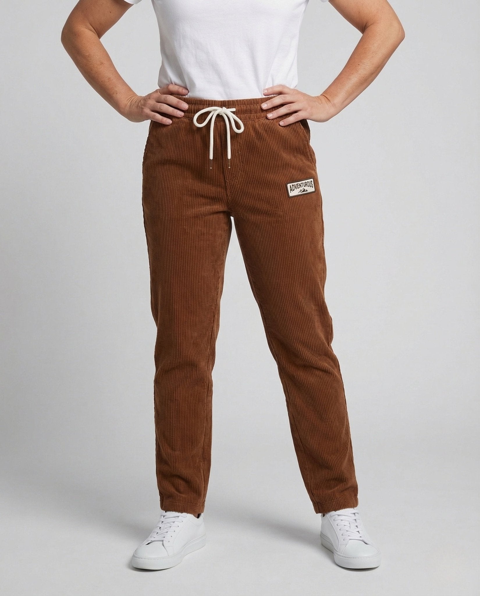 Women's Corduroy Pants Wide Elastic Waistband - Chichicherry