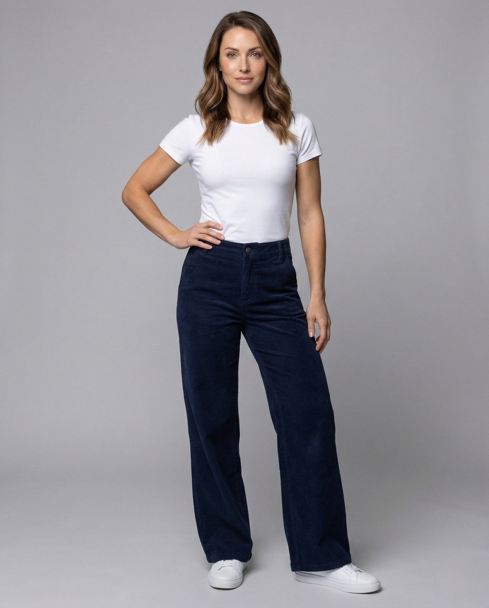 Women's Corduroy Trousers High Waist Wide - Chichicherry