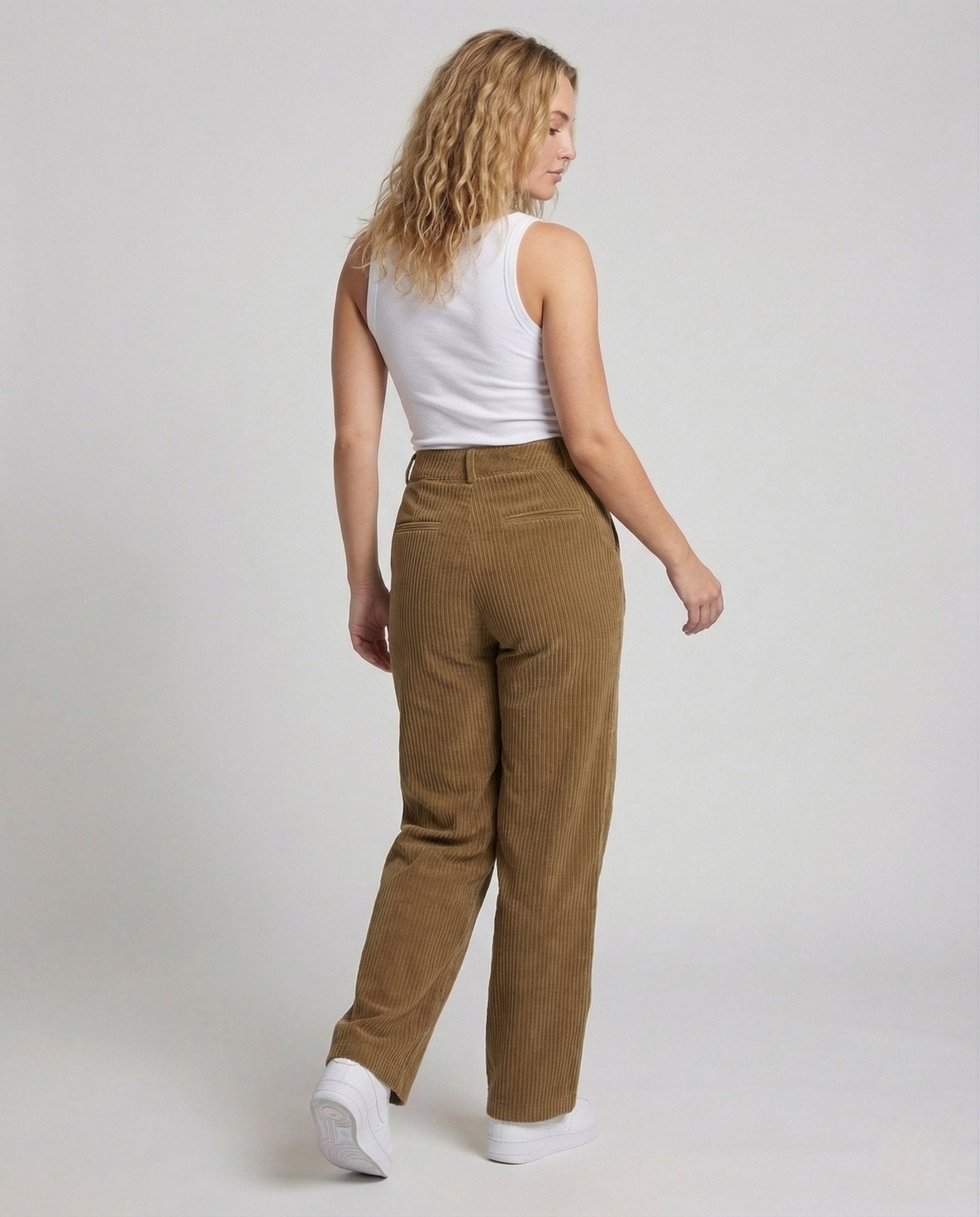 Women's Corduroy Trousers High Waist Wide - Chichicherry
