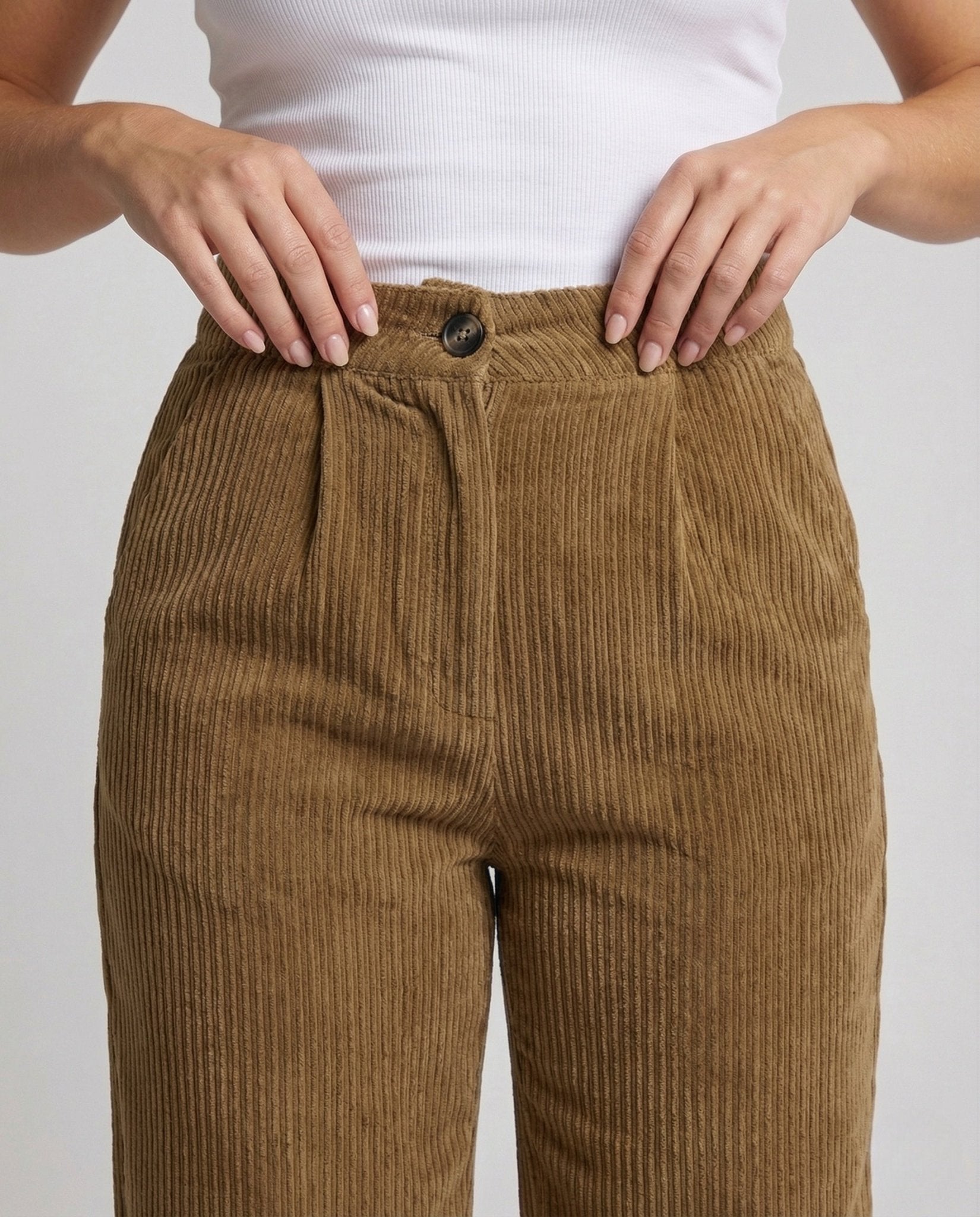 Women's Corduroy Trousers High Waist Wide - Chichicherry