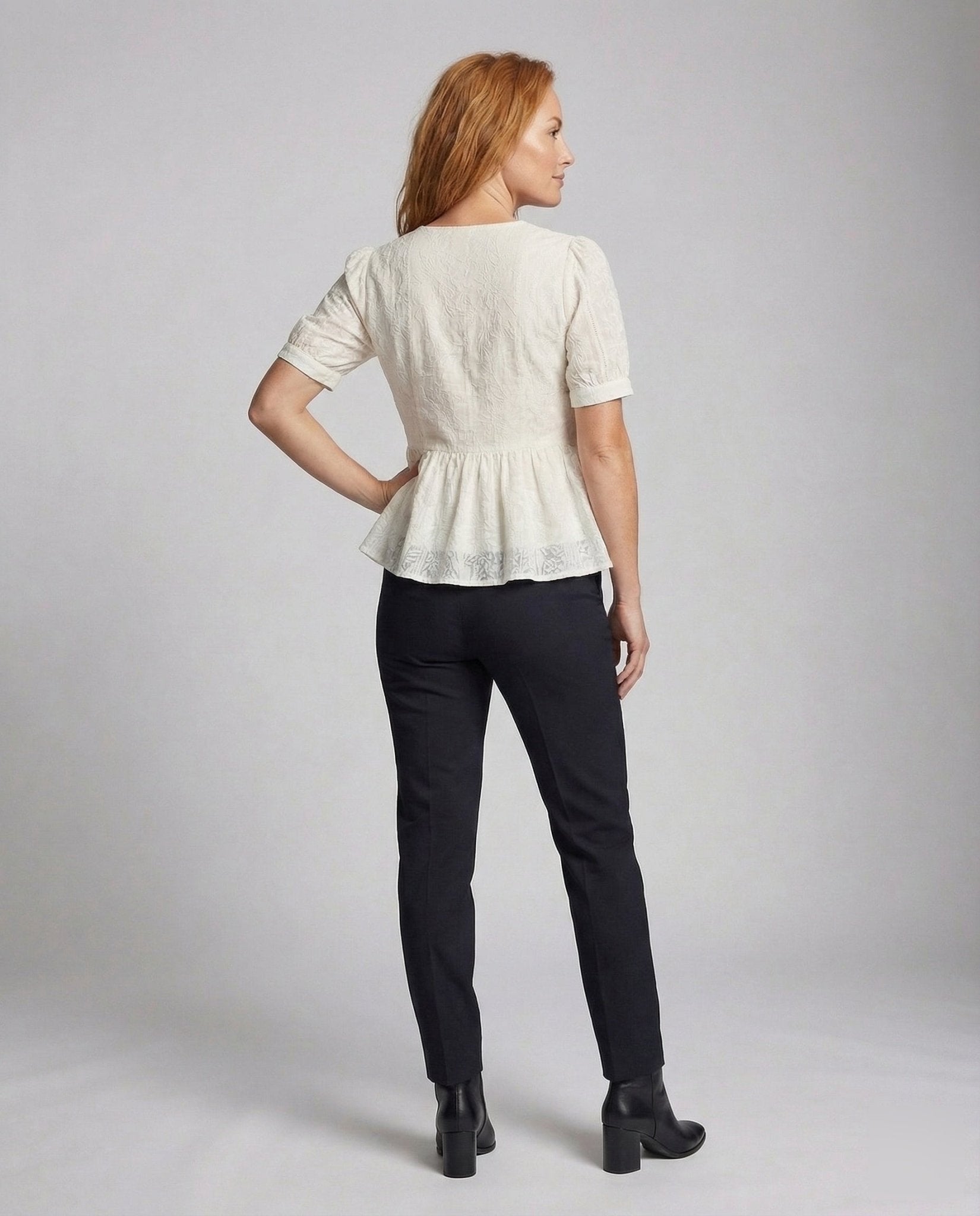 Women's cotton linen blouse with ruffle - Chichicherry