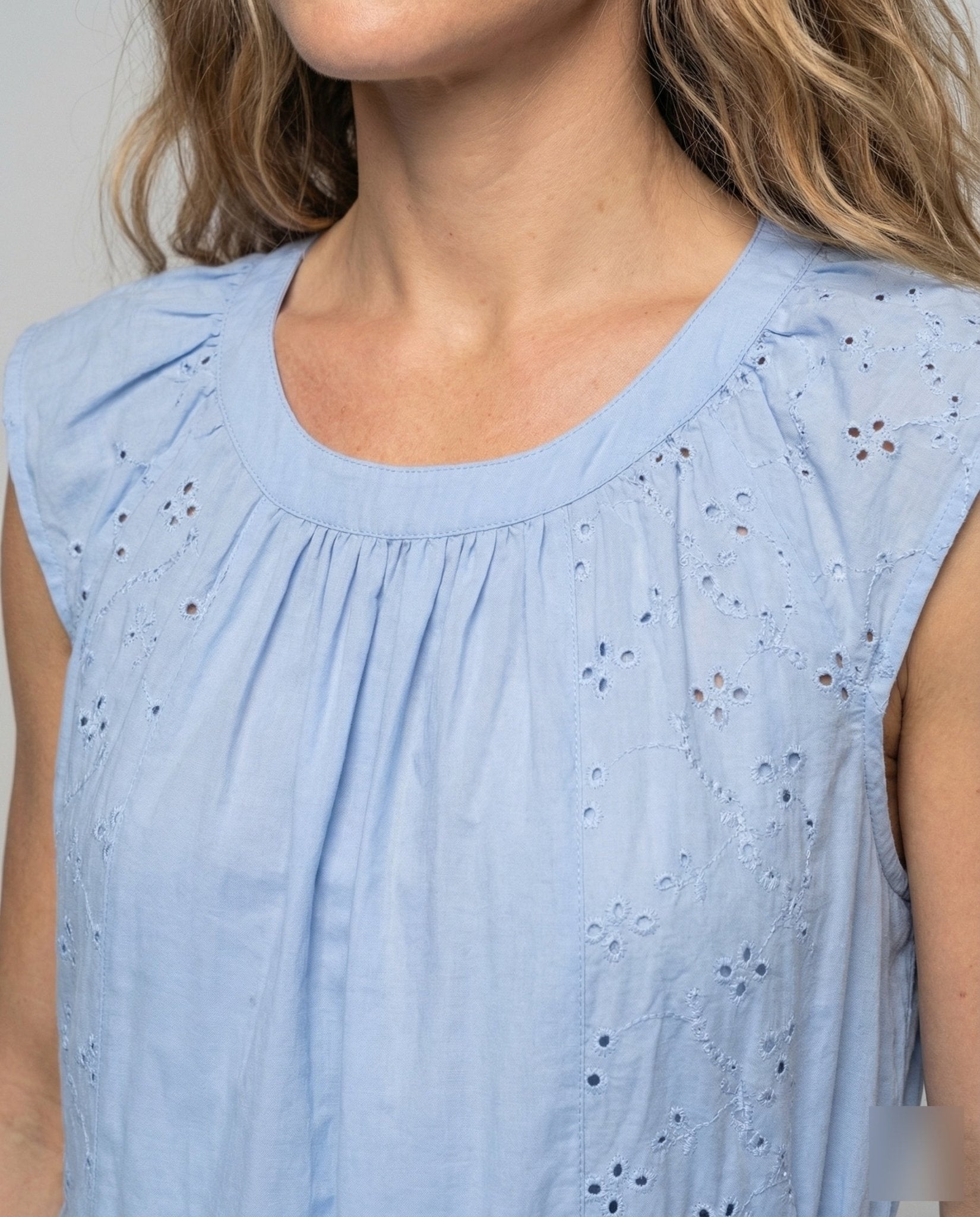 Women's Cotton Maxi Dress with Embroidery Inserts - Chichicherry