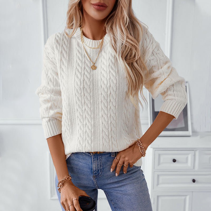 Women's Cozy Cable Knit Pullover Sweater - Chichicherry