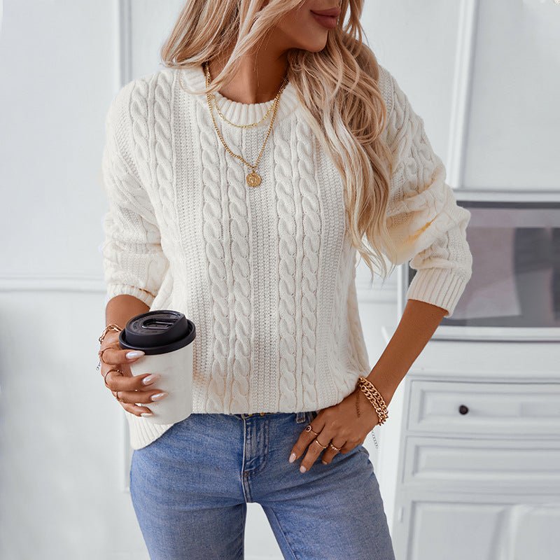 Women's Cozy Cable Knit Pullover Sweater - Chichicherry