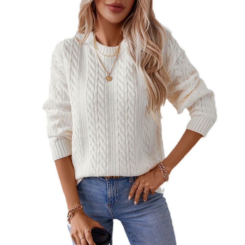 Women's Cozy Cable Knit Pullover Sweater - Chichicherry