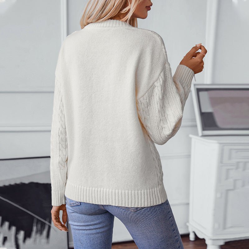 Women's Cozy Cable Knit Pullover Sweater - Chichicherry