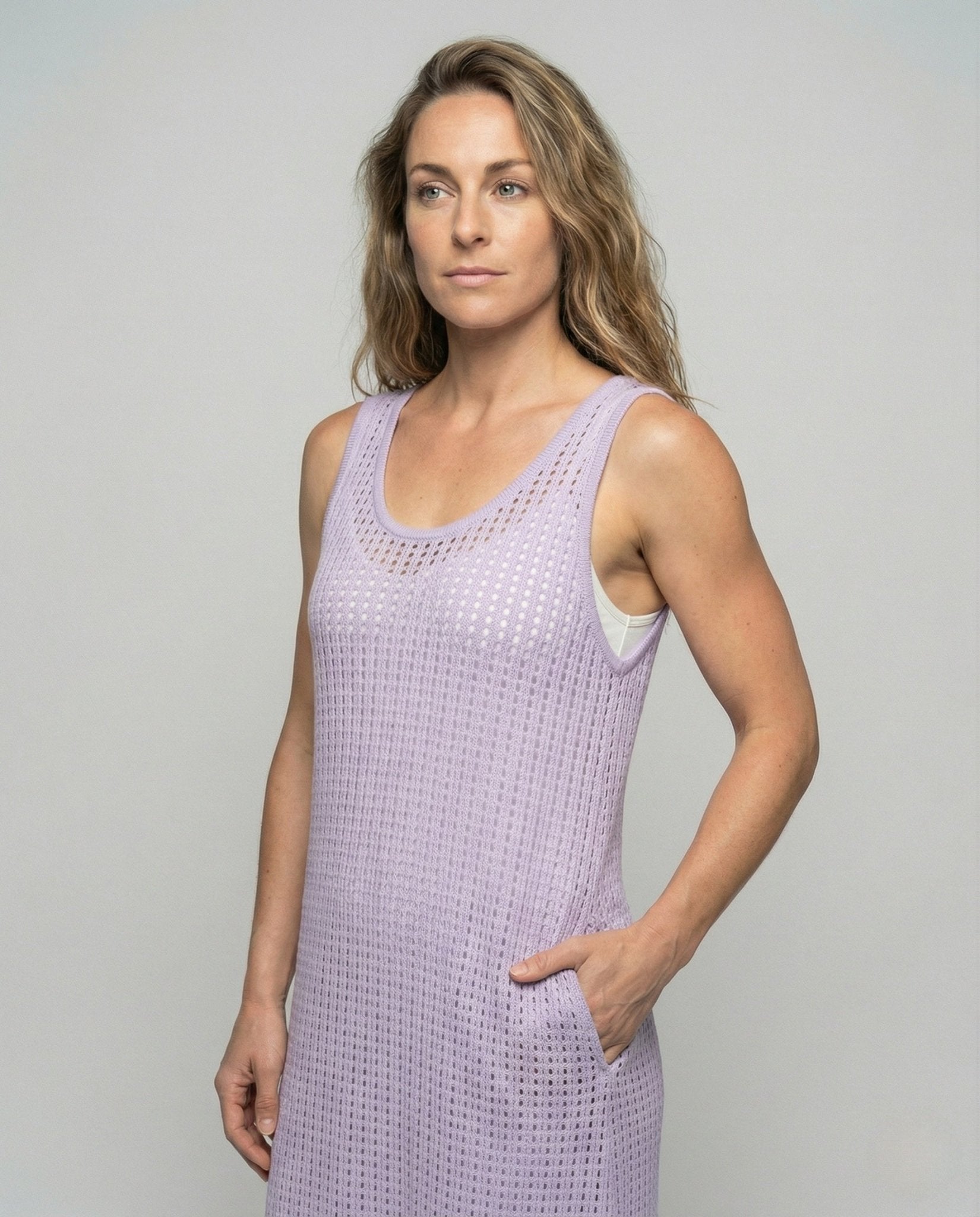 Women's Crocheted Maxi Dress in A-Line - Chichicherry