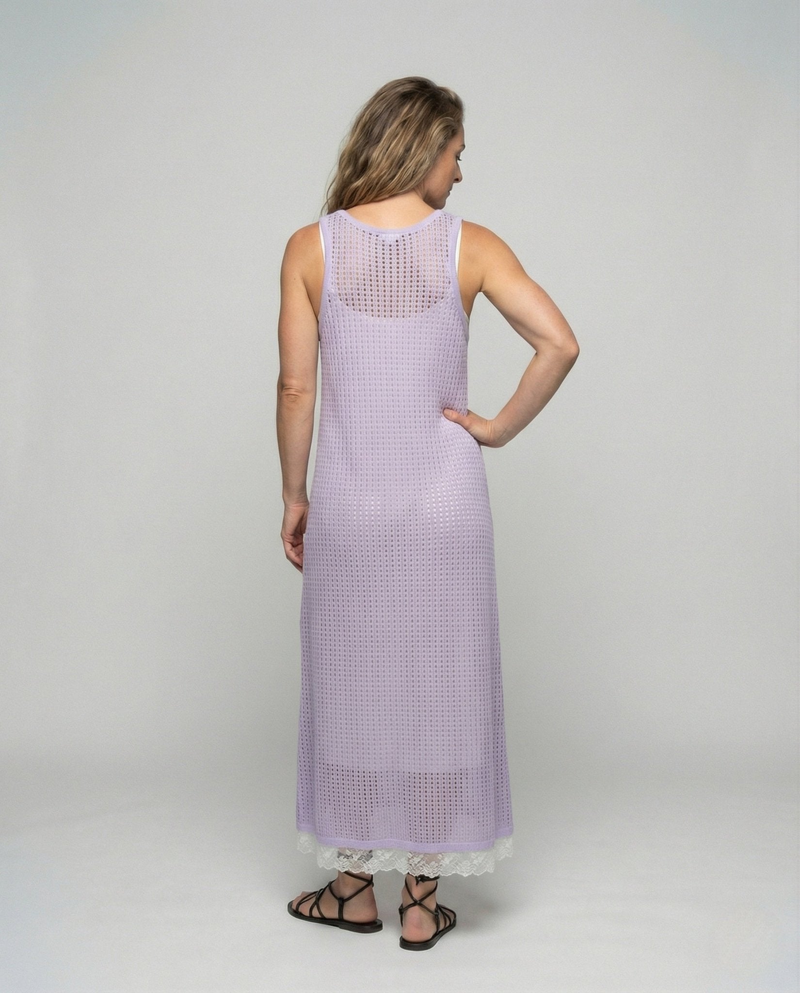 Women's Crocheted Maxi Dress in A-Line - Chichicherry