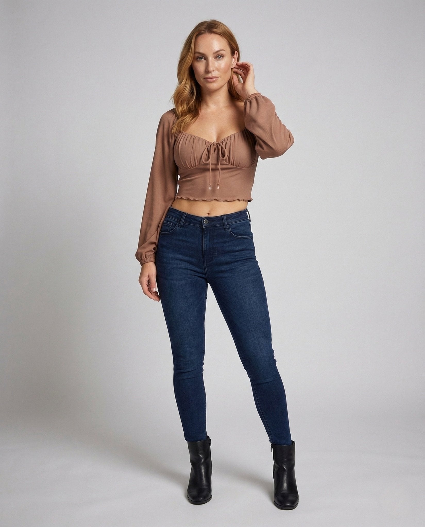 Women's Crop Top Ribbed Gathered - Chichicherry