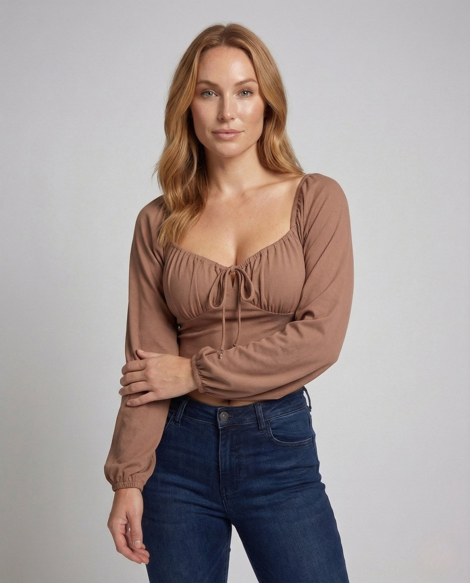 Women's Crop Top Ribbed Gathered - Chichicherry