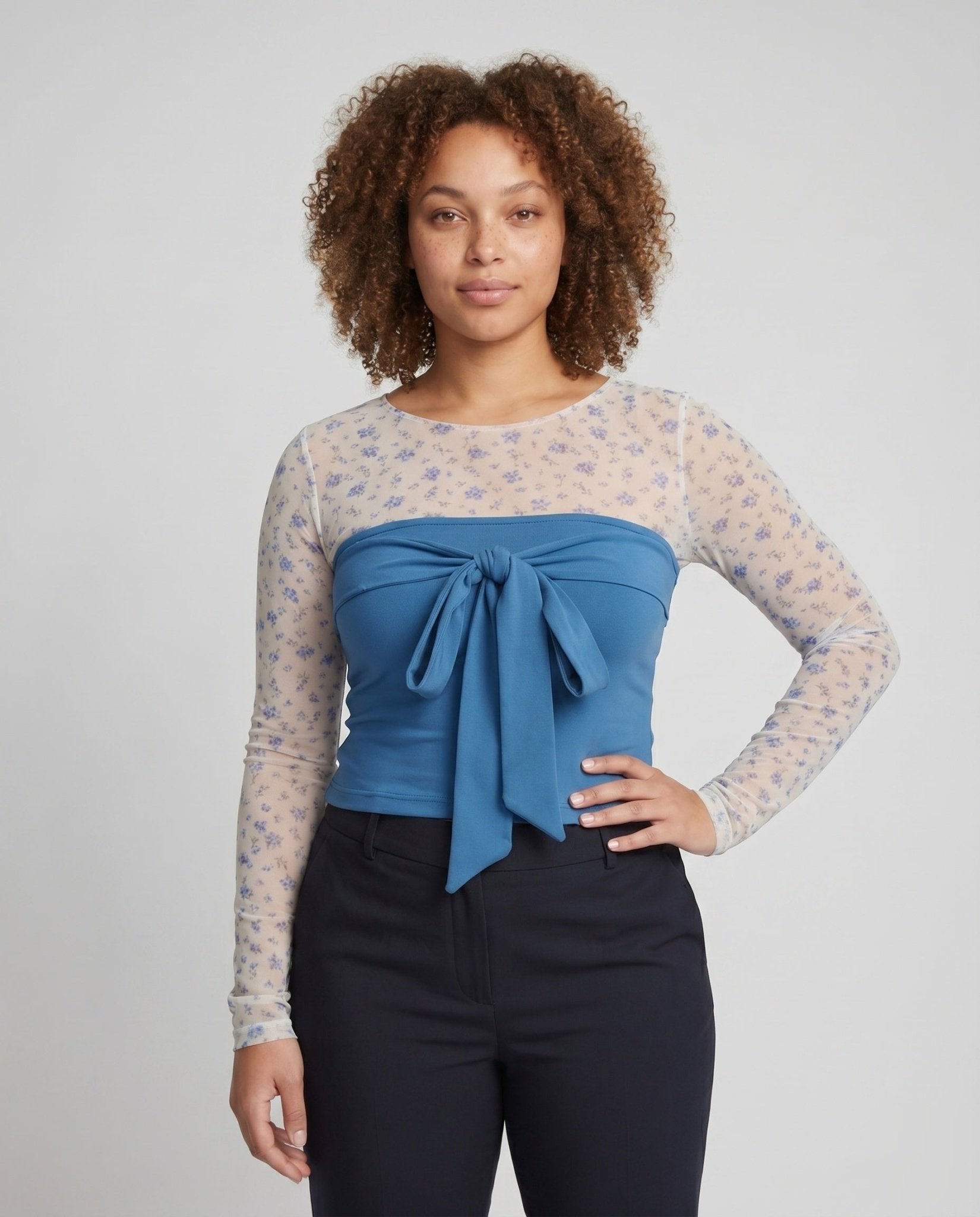 Women's crop top with flowing cut and playful bow detail - Chichicherry