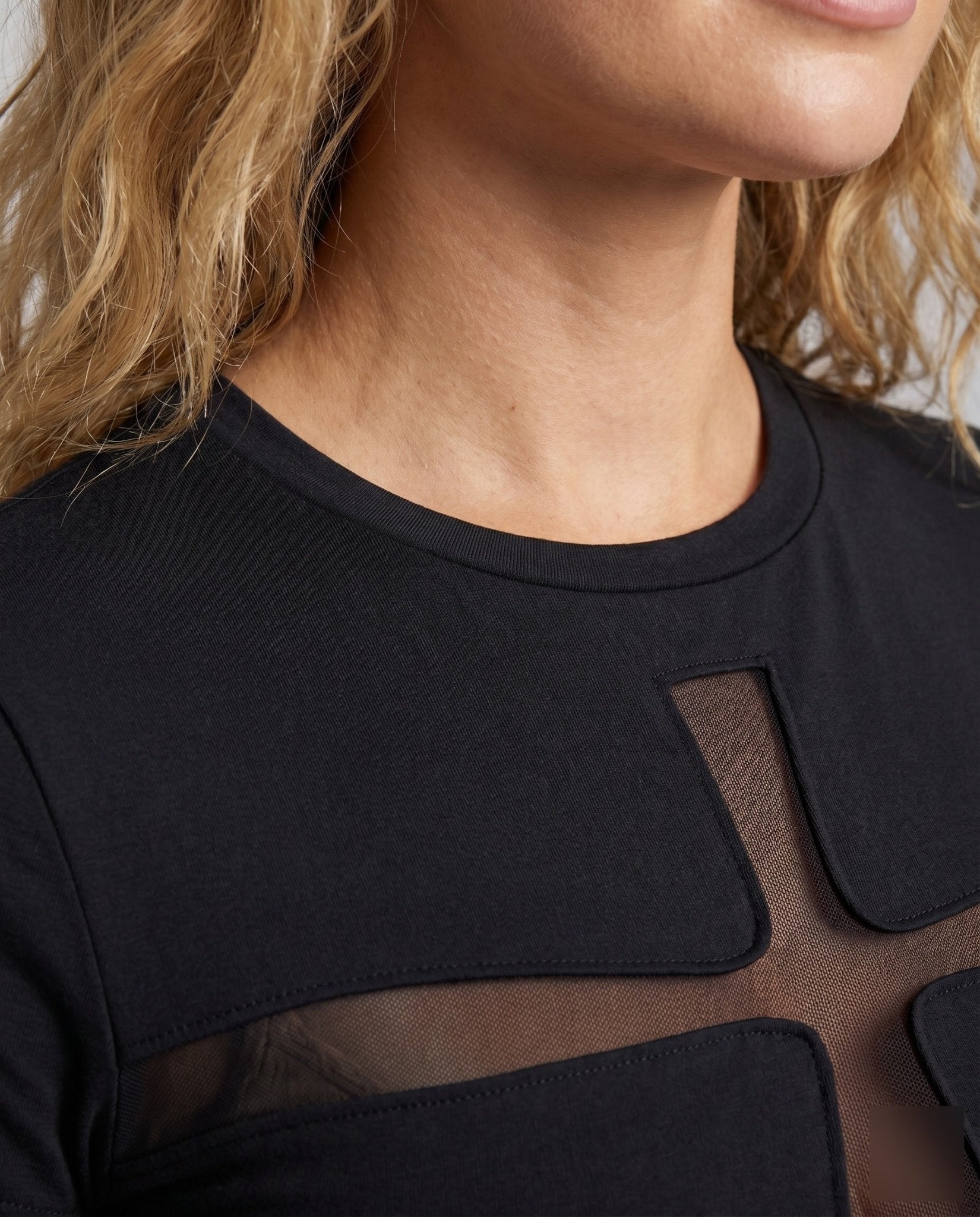 Women’s crop top with transparent inserts and form-fitting cut - Chichicherry