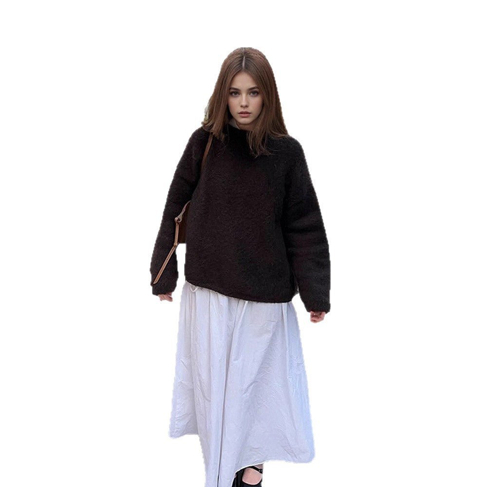 Women's denim midi skirt with high waist, front slit and straight cut Chichicherry - Chichicherry