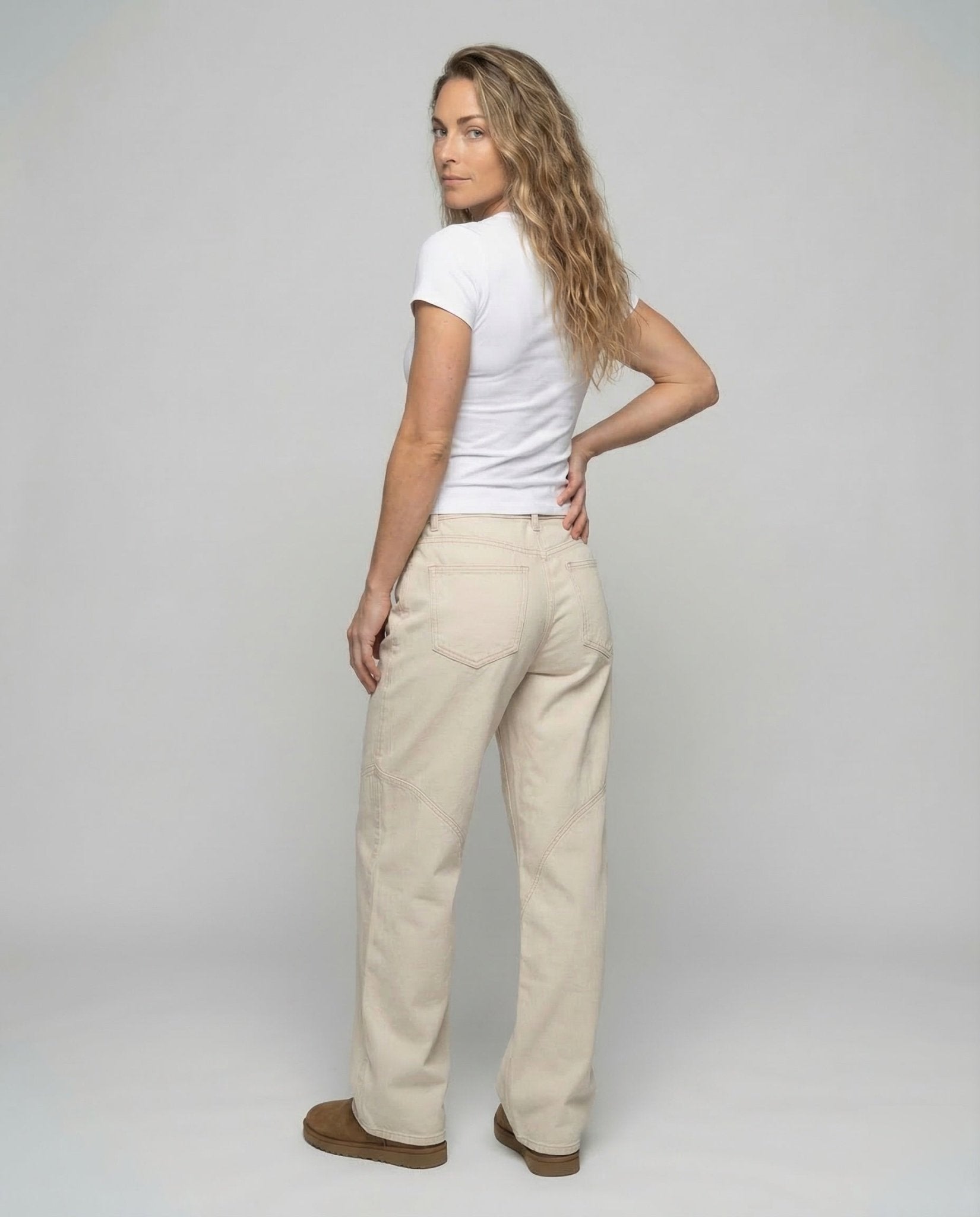 Women's Denim Pants Wide High Waist - Chichicherry