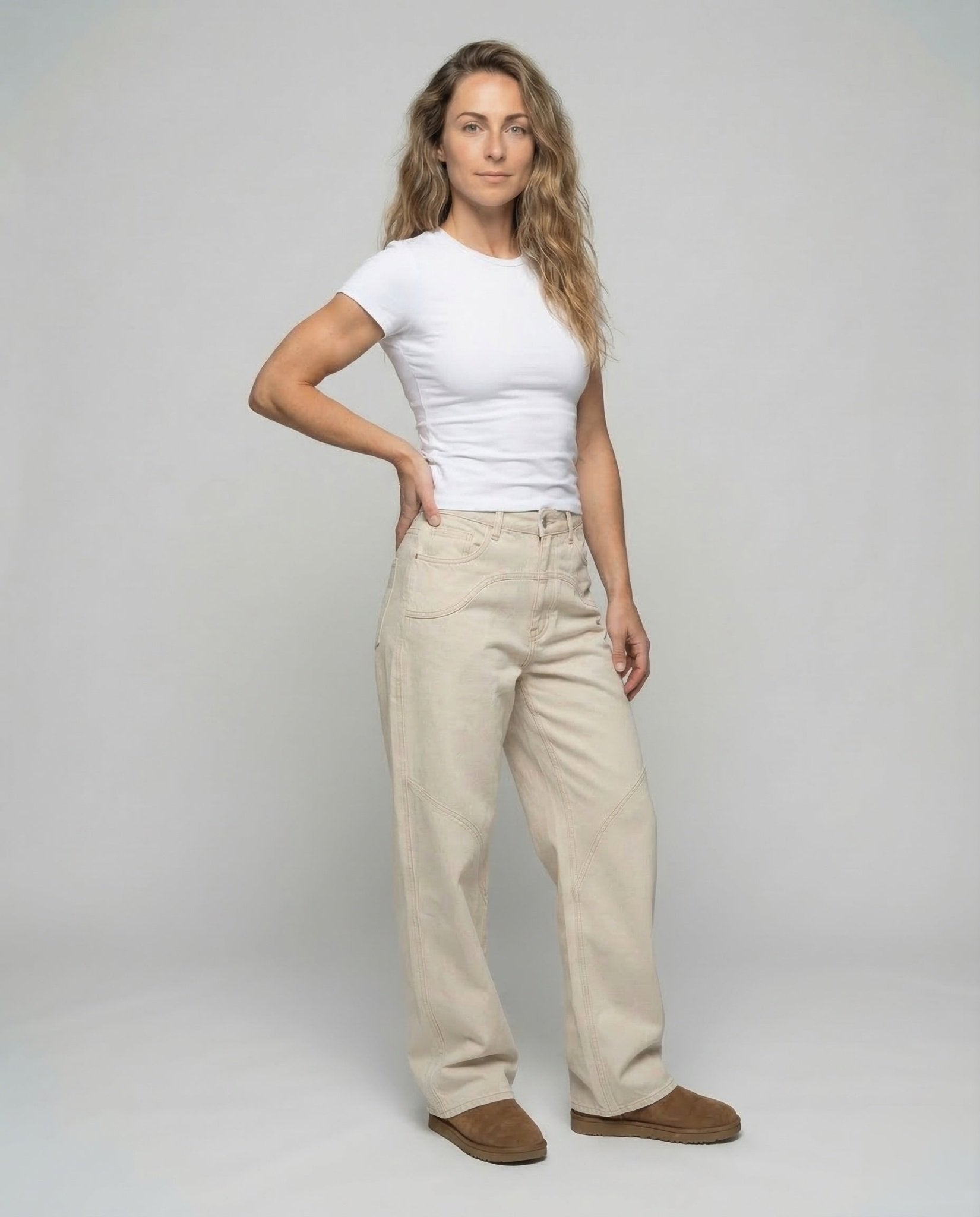 Women's Denim Pants Wide High Waist - Chichicherry