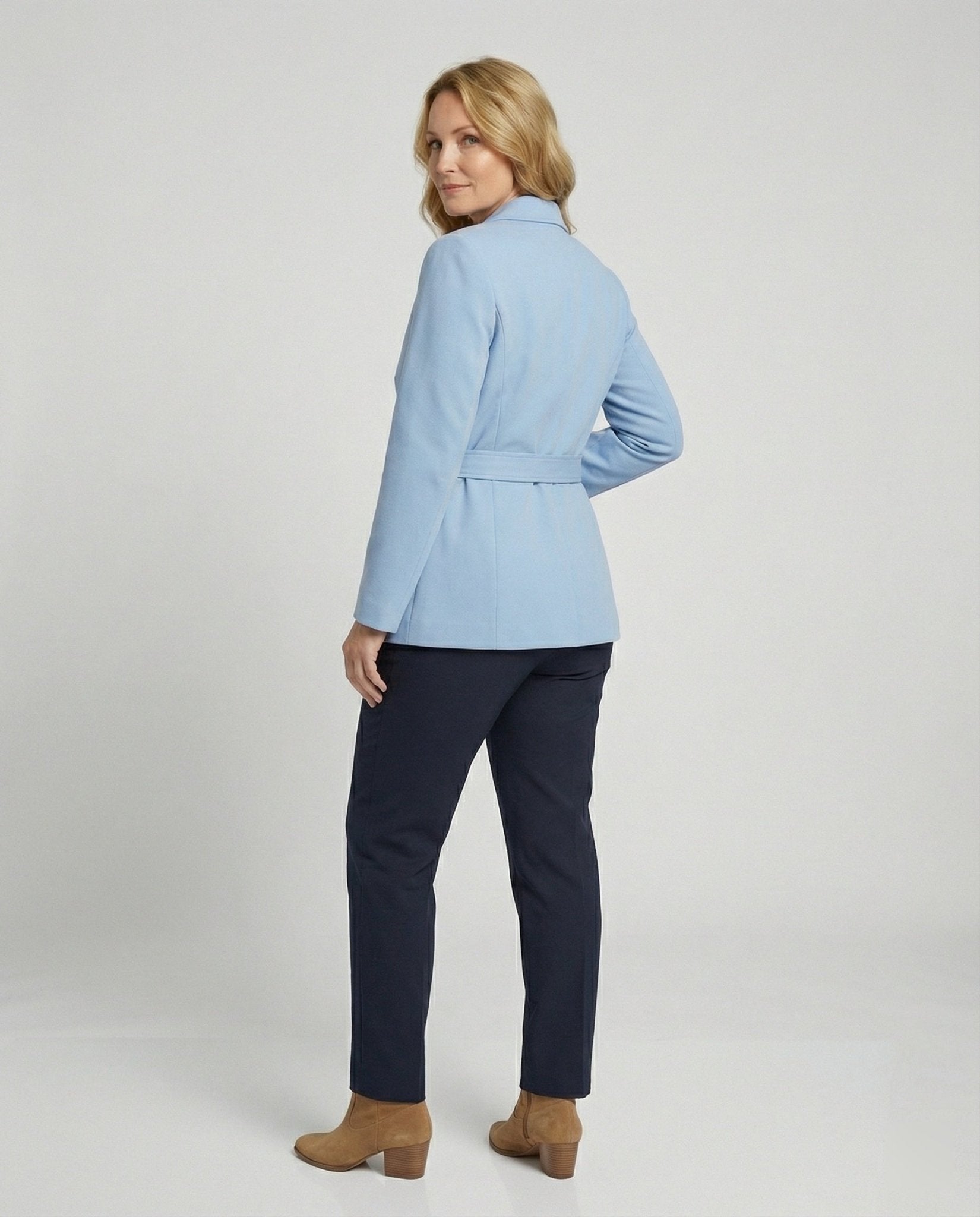 Women's elegant blazer jacket with tie belt - Chichicherry