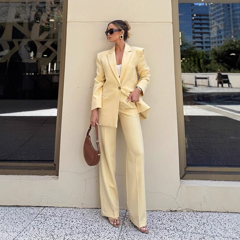 Women's Elegant Oversized Blazer with High Waist and Wide Leg Pants Chichicherry - Chichicherry