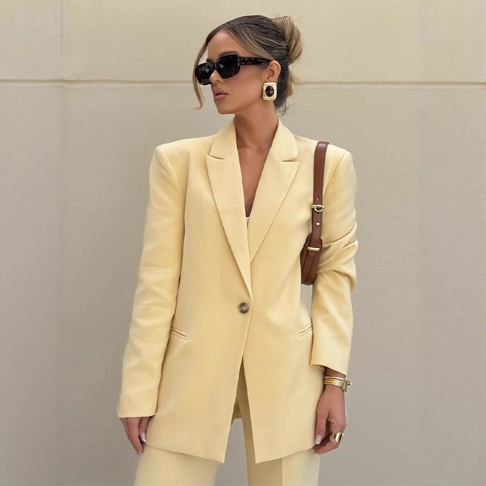 Women's Elegant Oversized Blazer with High Waist and Wide Leg Pants Chichicherry - Chichicherry
