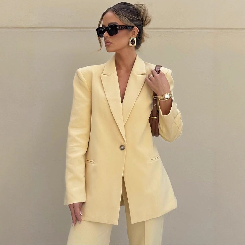 Women's Elegant Oversized Blazer with High Waist and Wide Leg Pants Chichicherry - Chichicherry