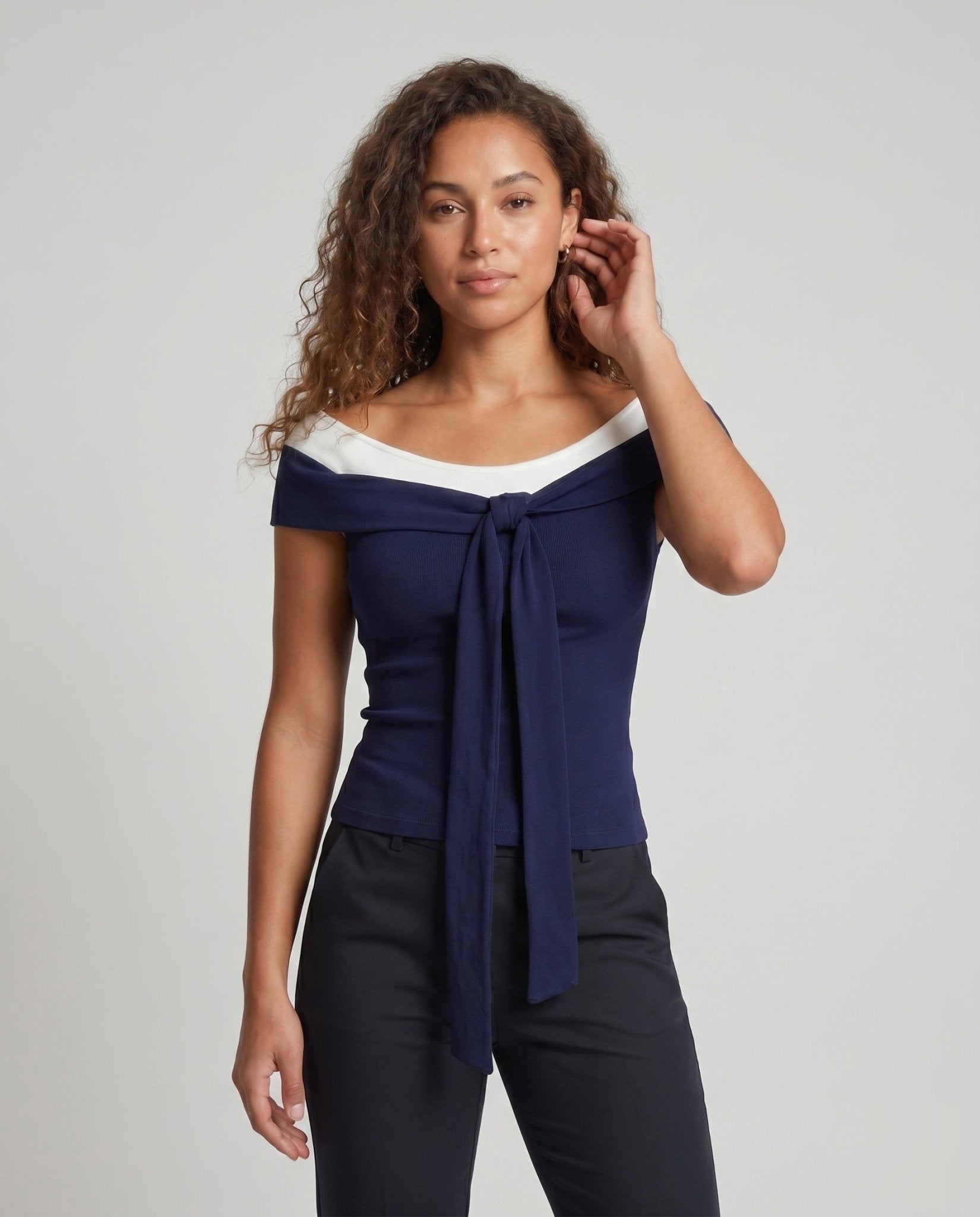 Women's Elegant Shirt with Playful Knot and Strapless Design - Chichicherry