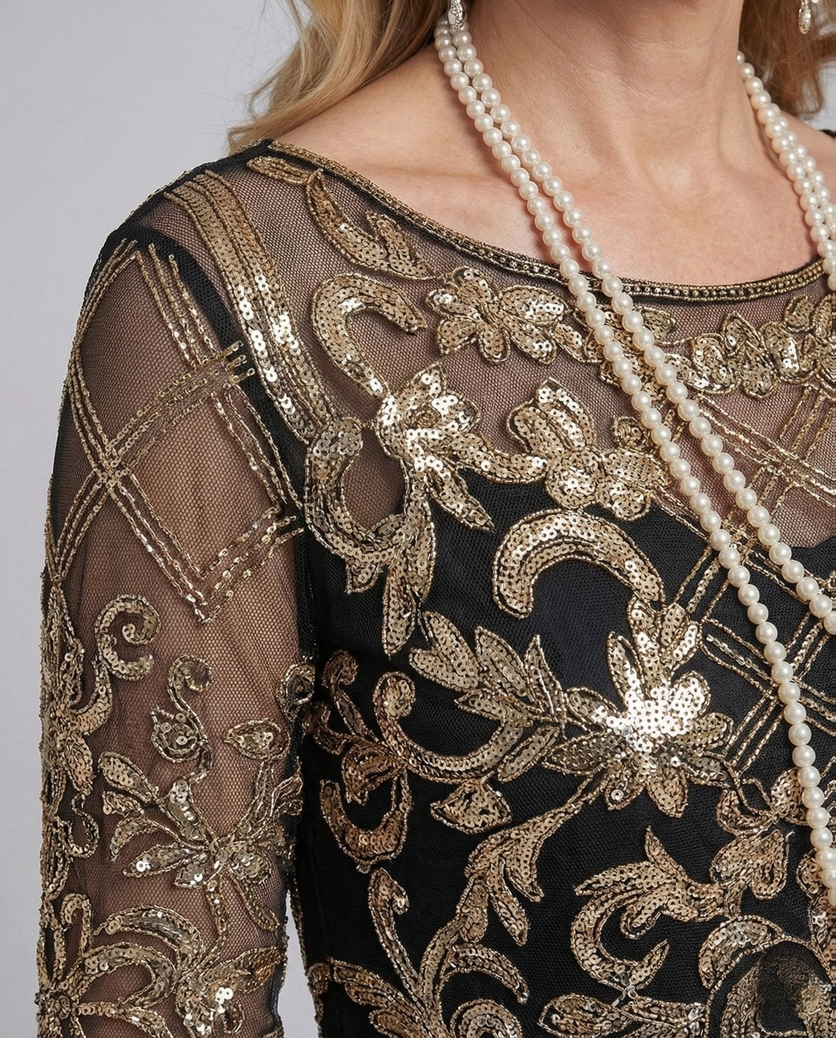 Women's Embroidered Evening Dress with Mesh and Embroidery - Chichicherry