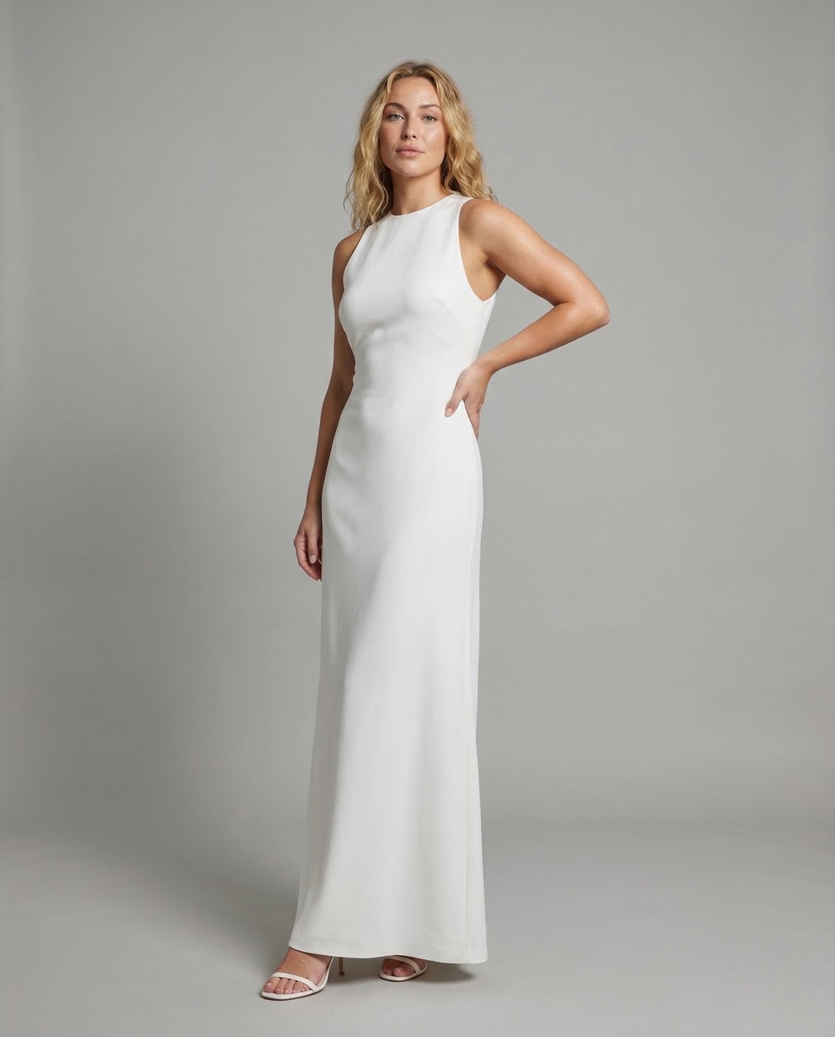 Women's Evening Dress Column Sleeveless Round Neck - Chichicherry