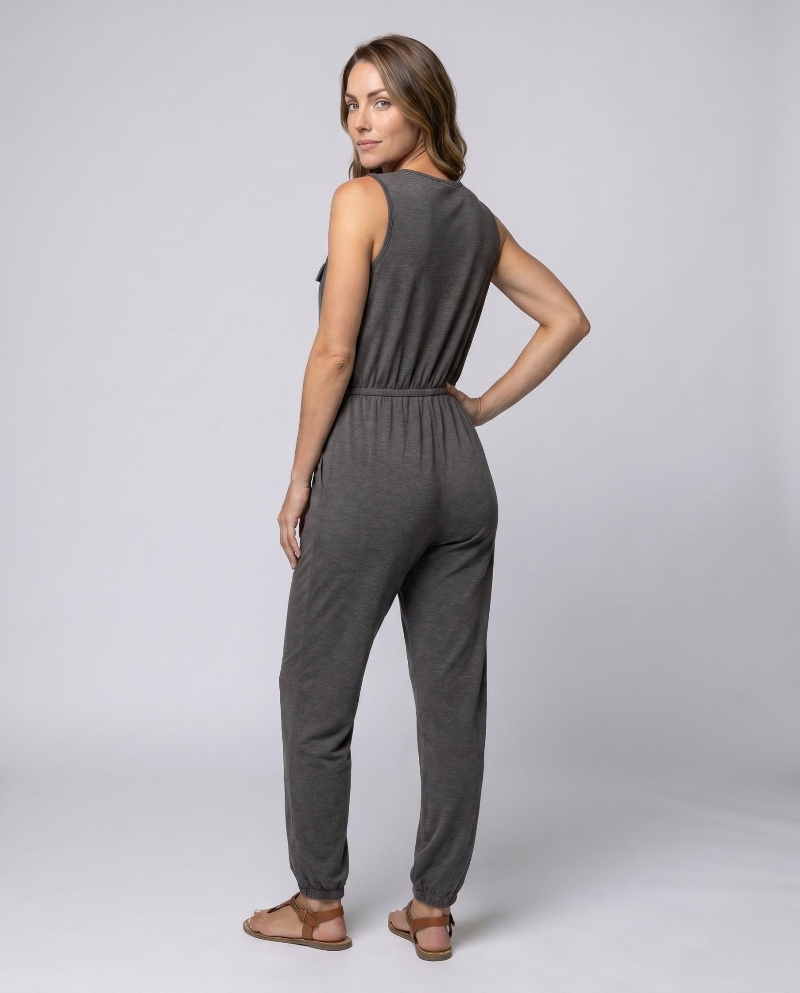 Women’s fashion jumpsuit with narrow leg, practical pockets, and stylish zipper - Chichicherry