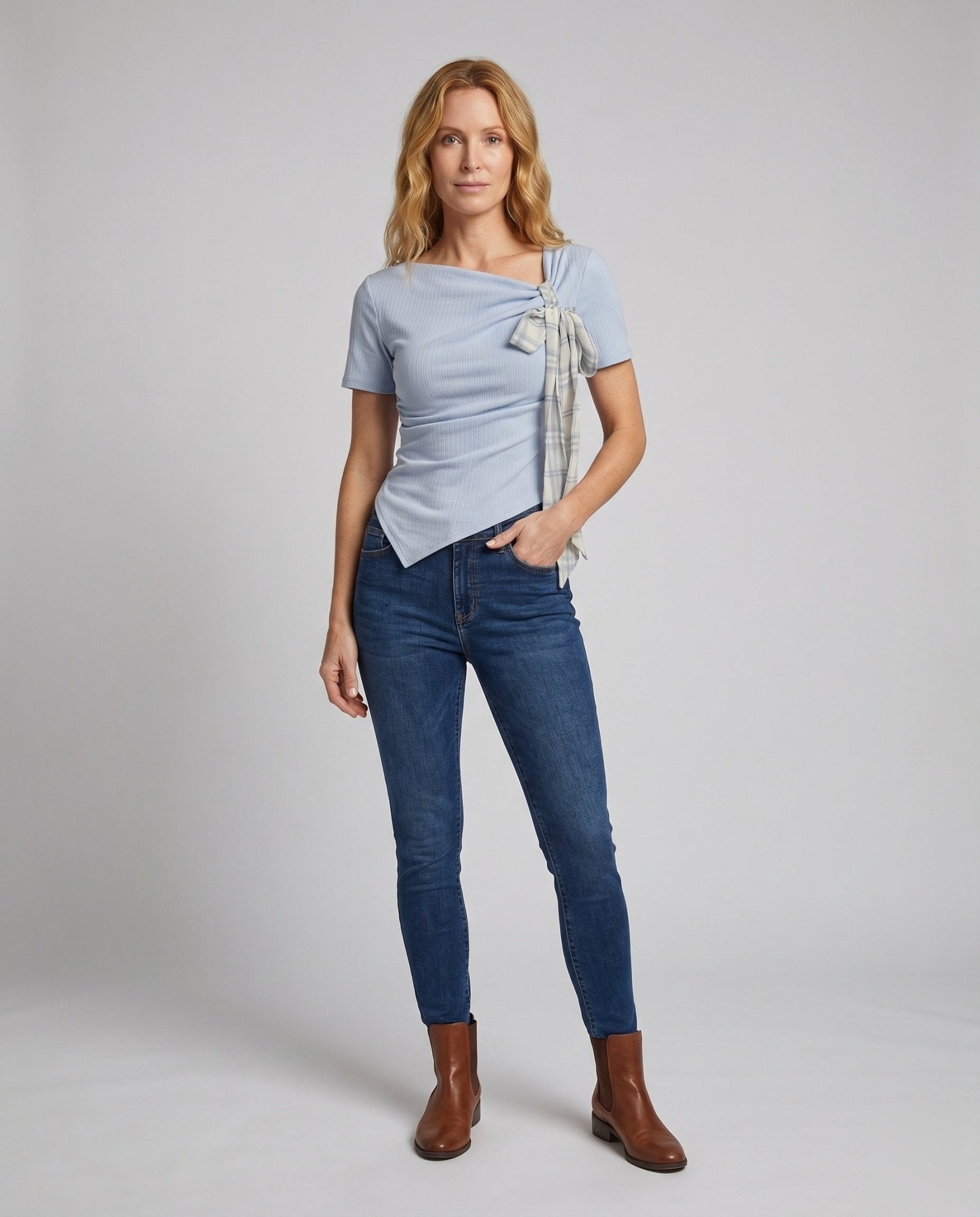 Women's fashionable wrap top with bow detail - Chichicherry