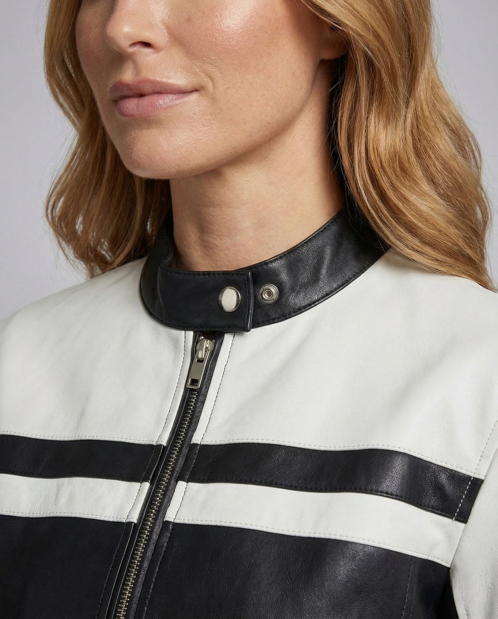 Women's Faux Leather Biker Jacket Short Zipper - Chichicherry