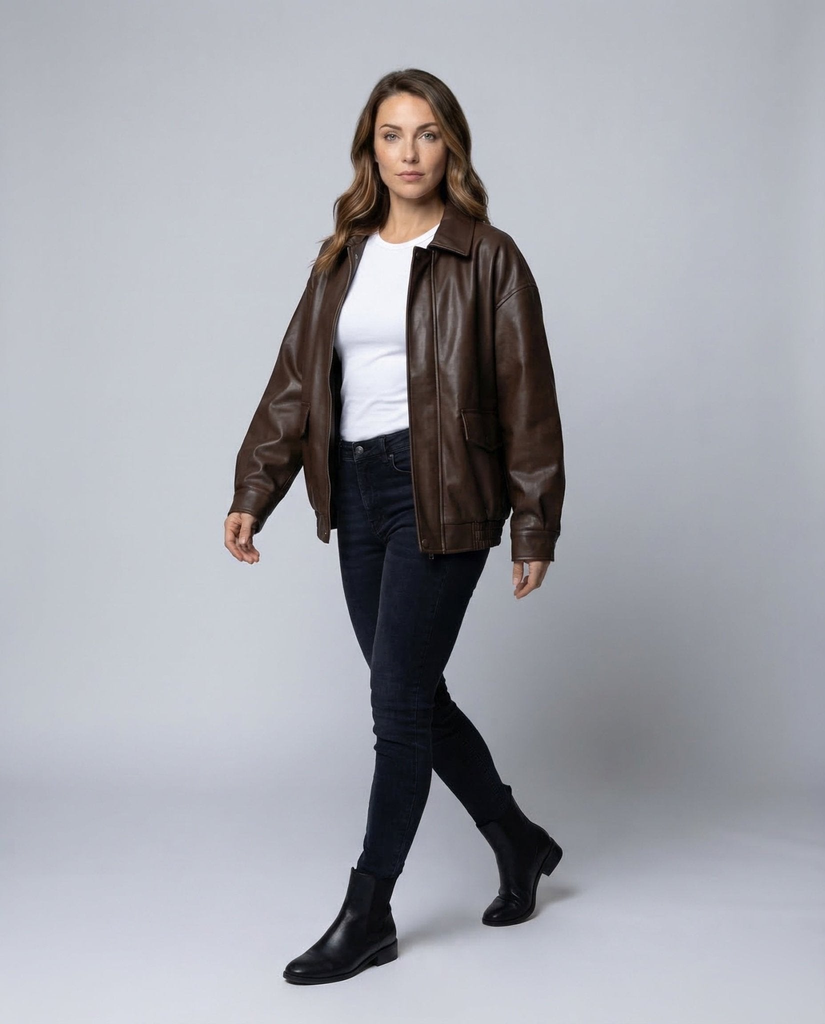 Women's Faux Leather Jacket Boxy - Chichicherry