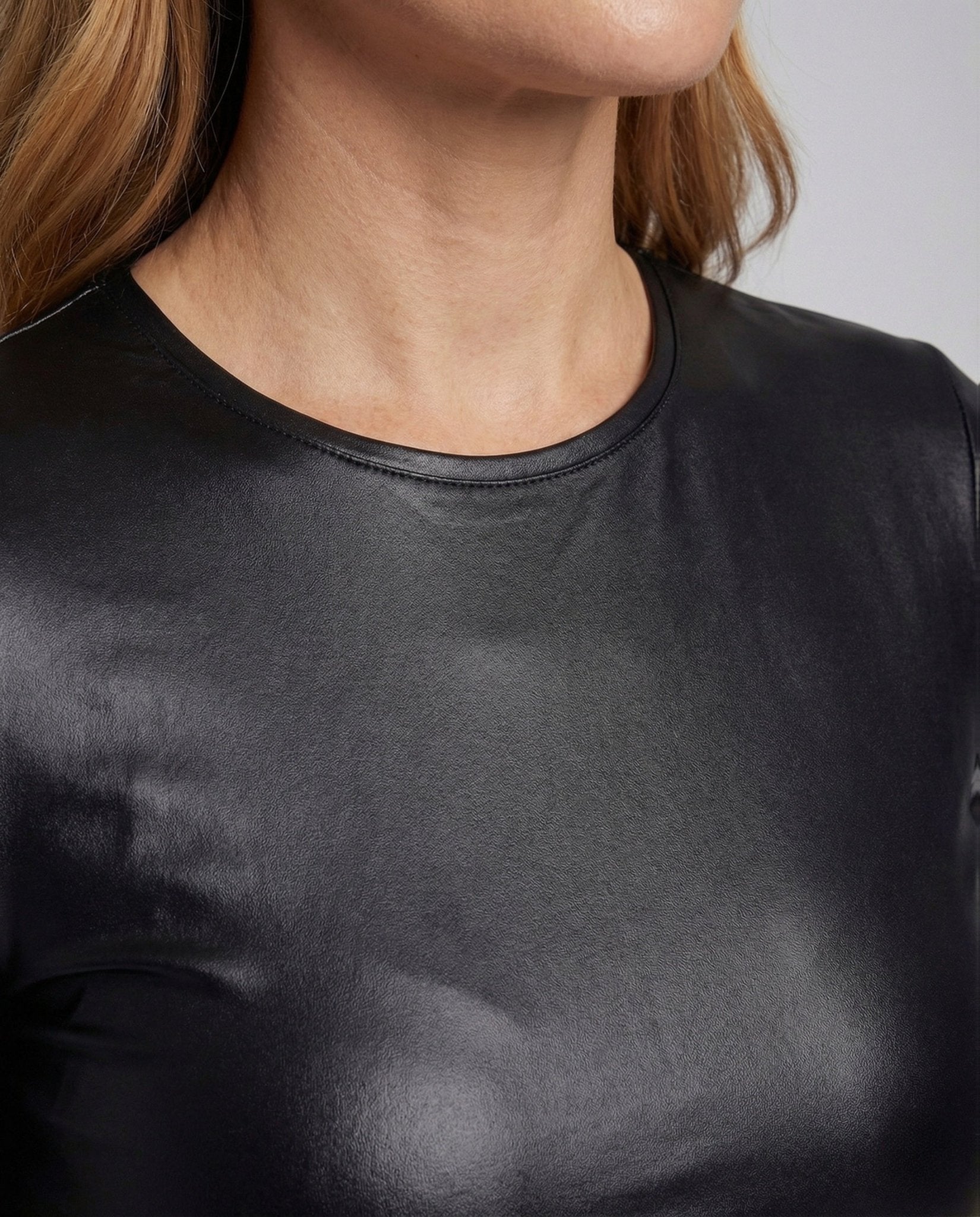 Women's Faux Leather Mini Dress Bodycon Short Sleeve - Chichicherry