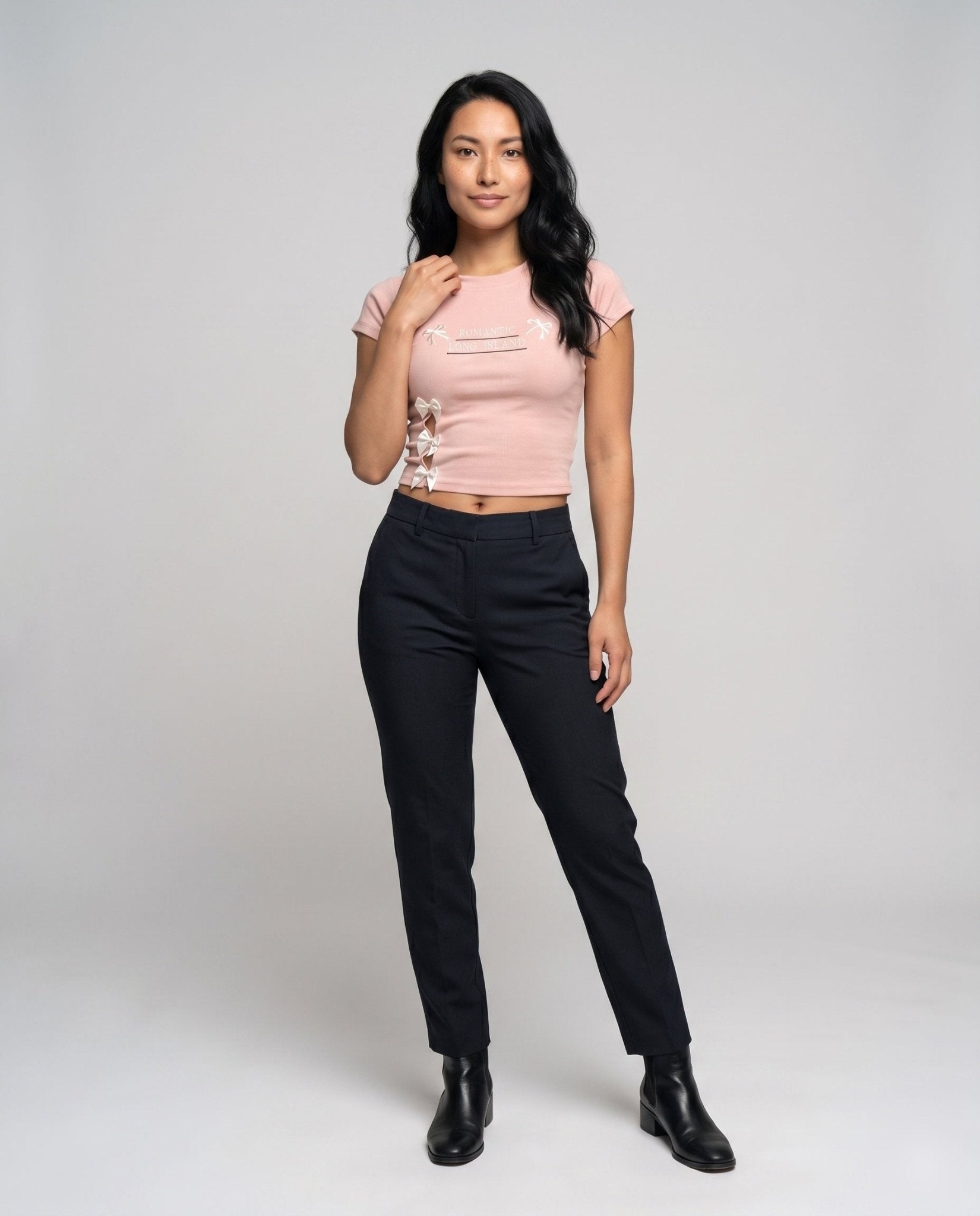 Women's fitted short sleeve shirt with decorative lacing - Chichicherry