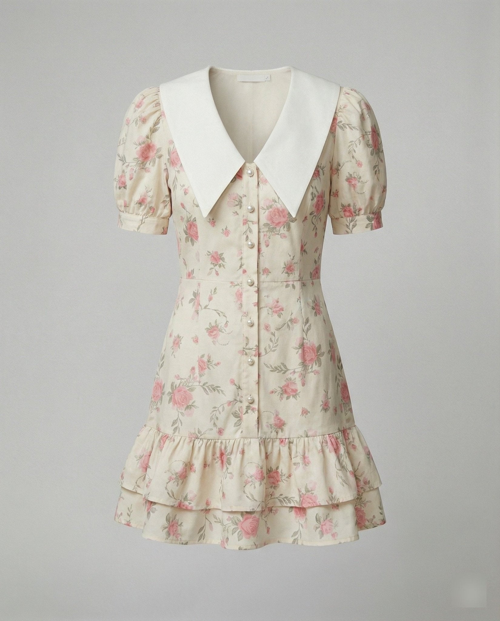 Women's Floral Dress with Puff Sleeves - Chichicherry
