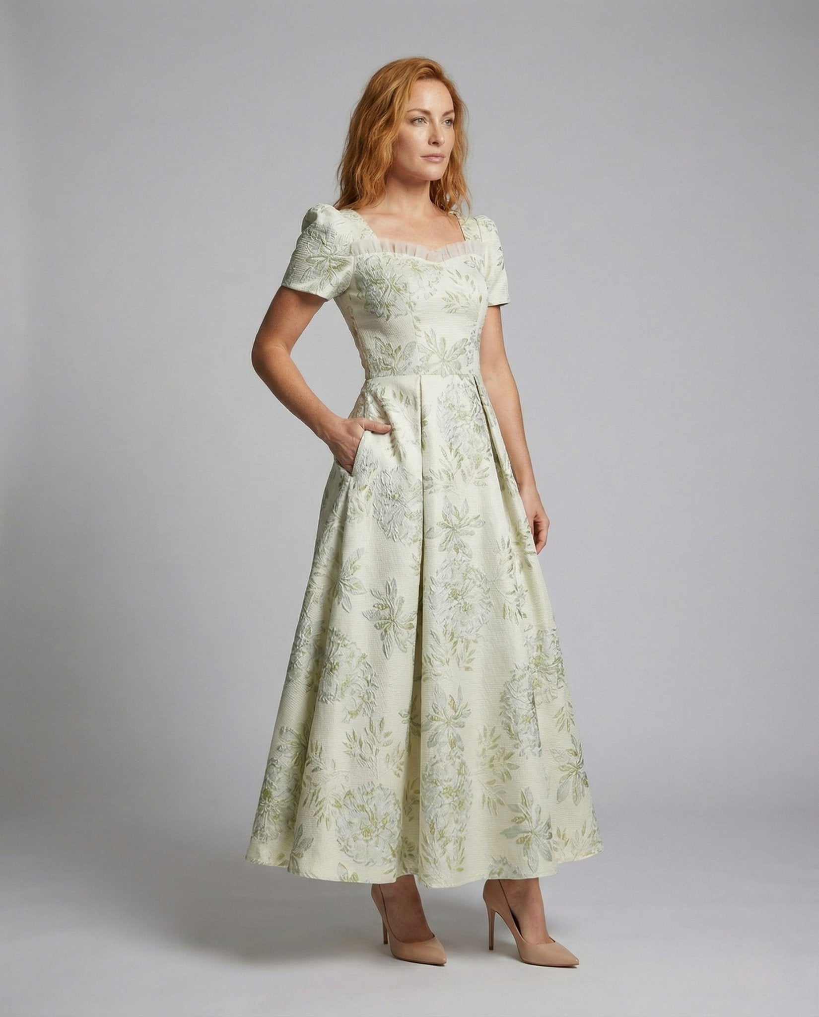 Women's Floral Jacquard Ball Gown - Chichicherry