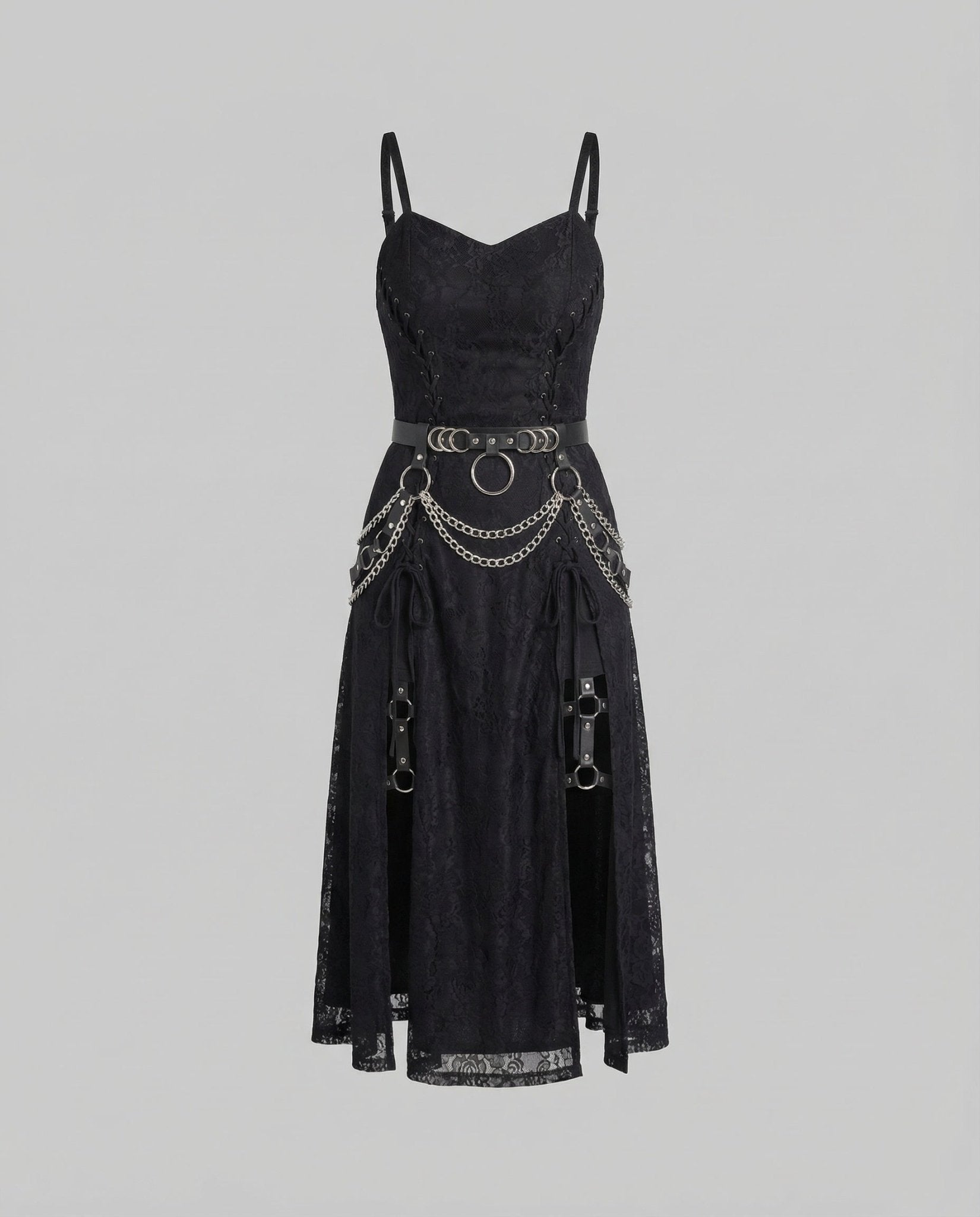 Women's Gothic Mini Dress Lace O Ring - Chichicherry