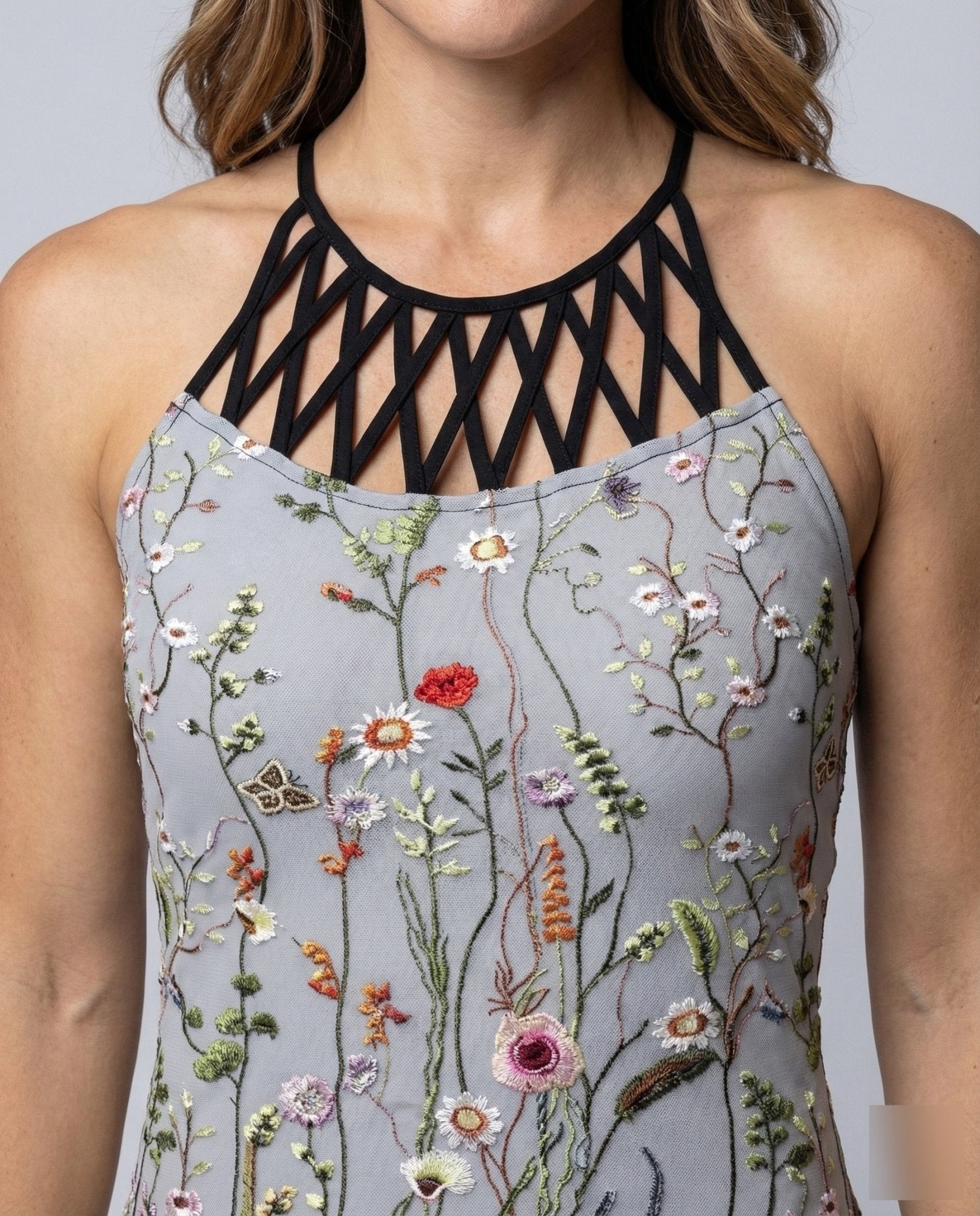 Women's Halter Mini Dress Print Jersey - Chichicherry