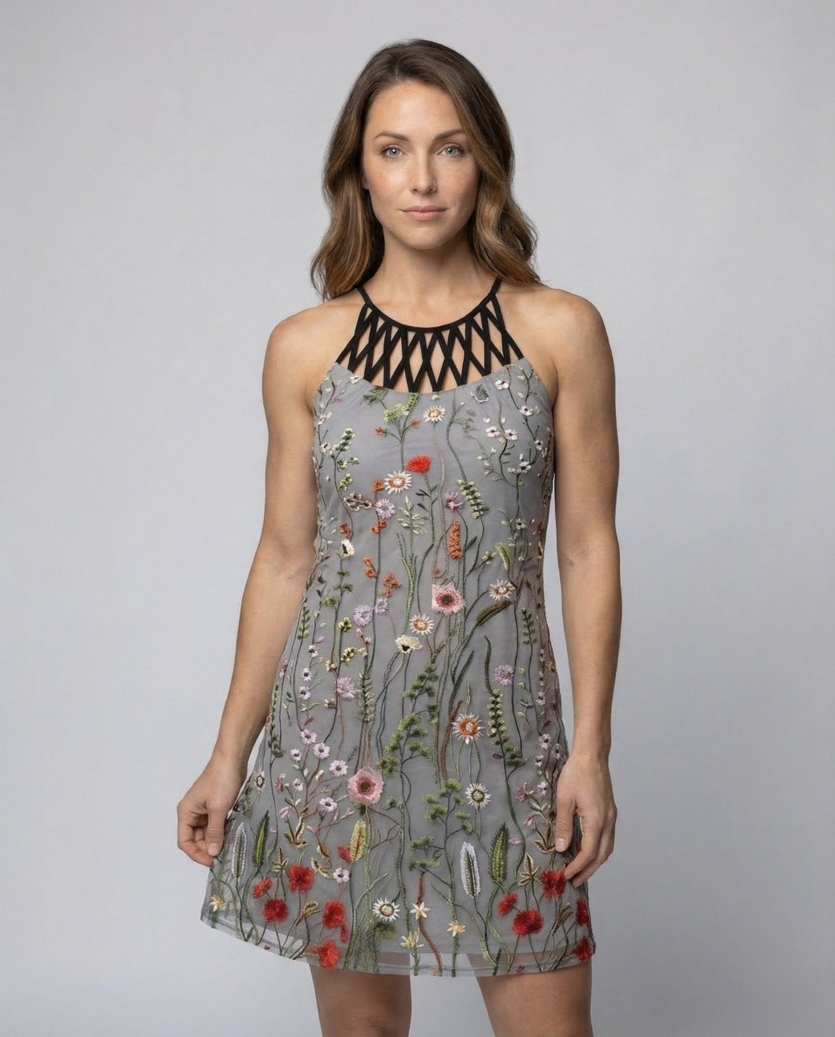 Women's Halter Mini Dress Print Jersey - Chichicherry