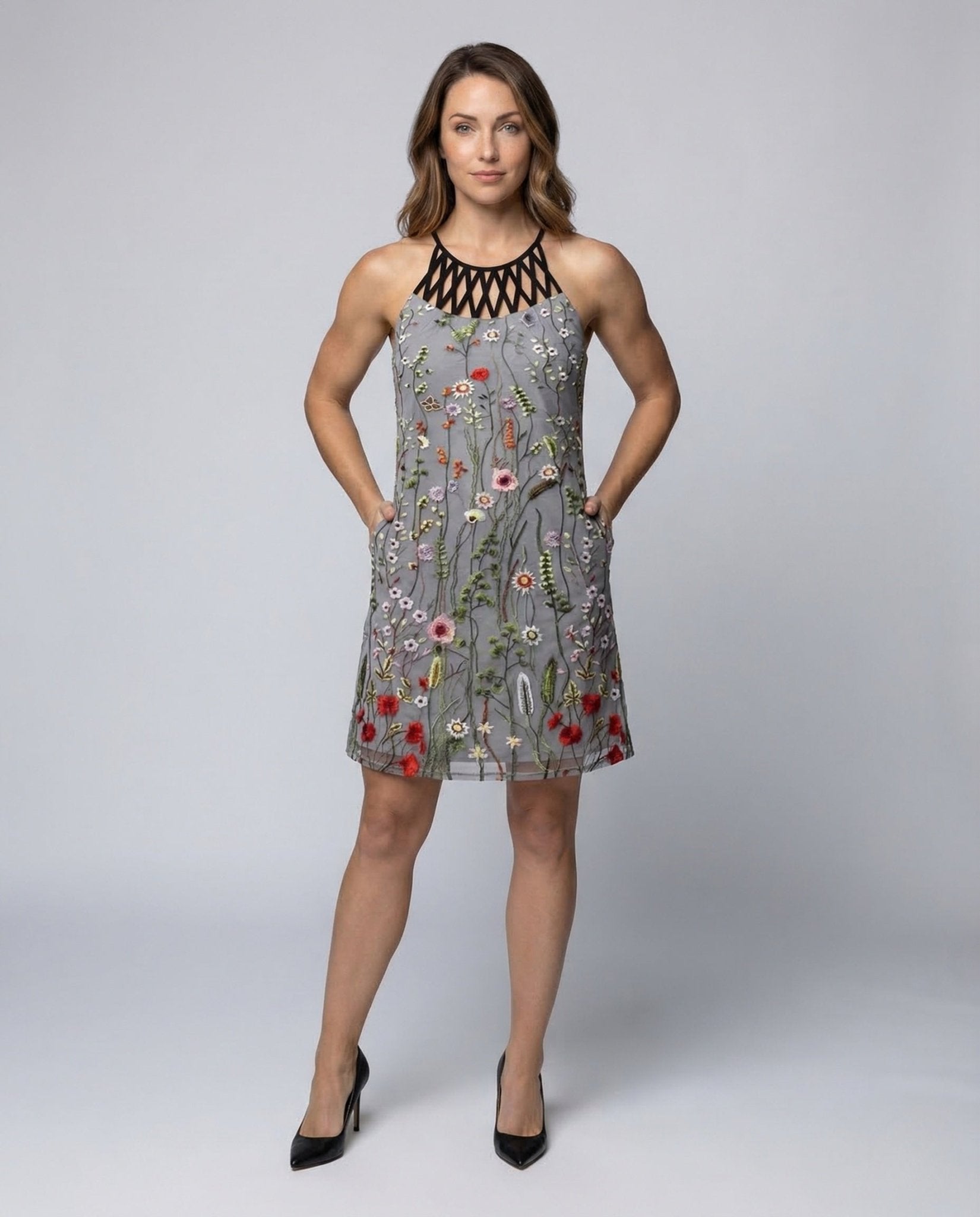 Women's Halter Mini Dress Print Jersey - Chichicherry
