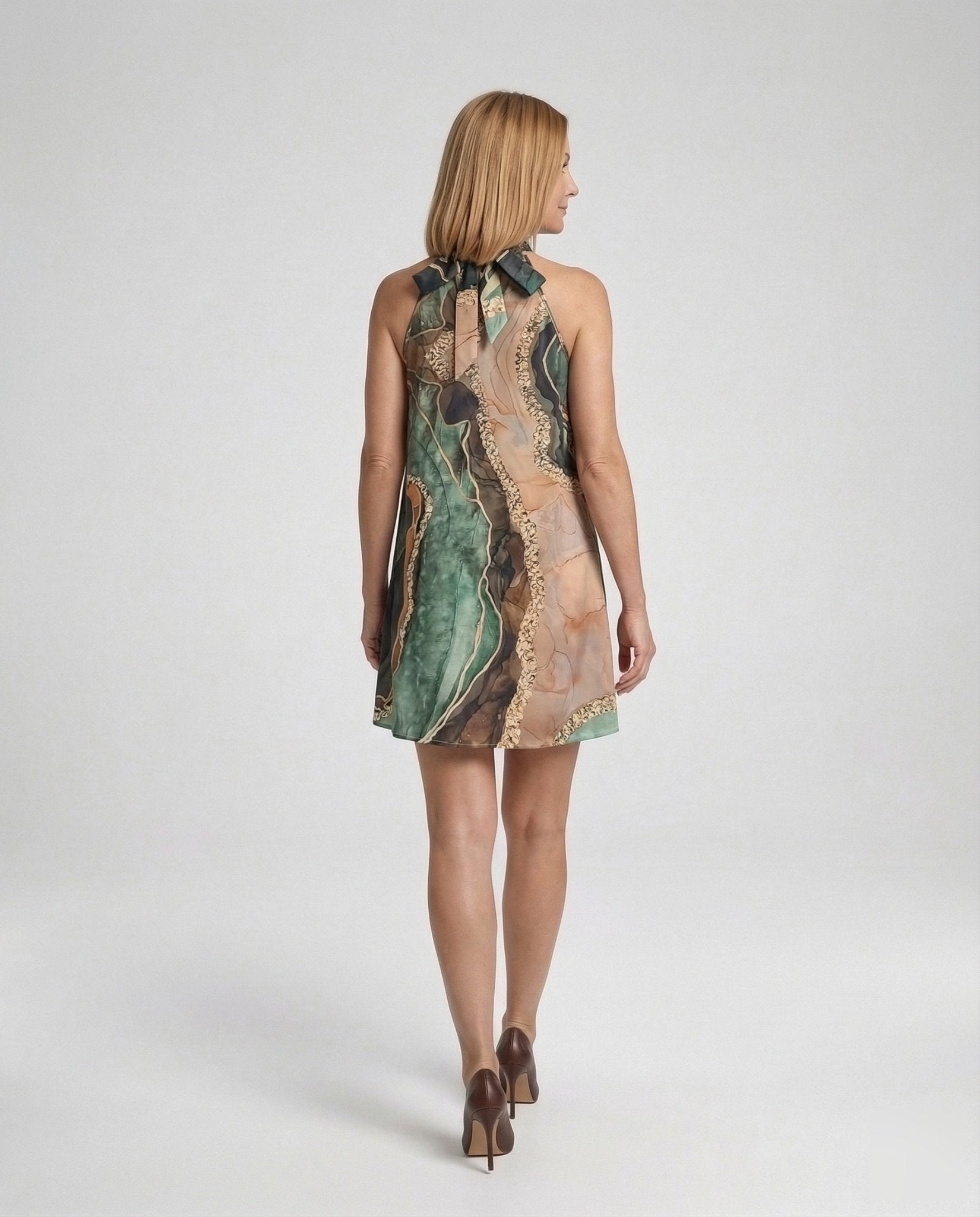 Women’s Halter Summer Dress in Satin Look - Chichicherry