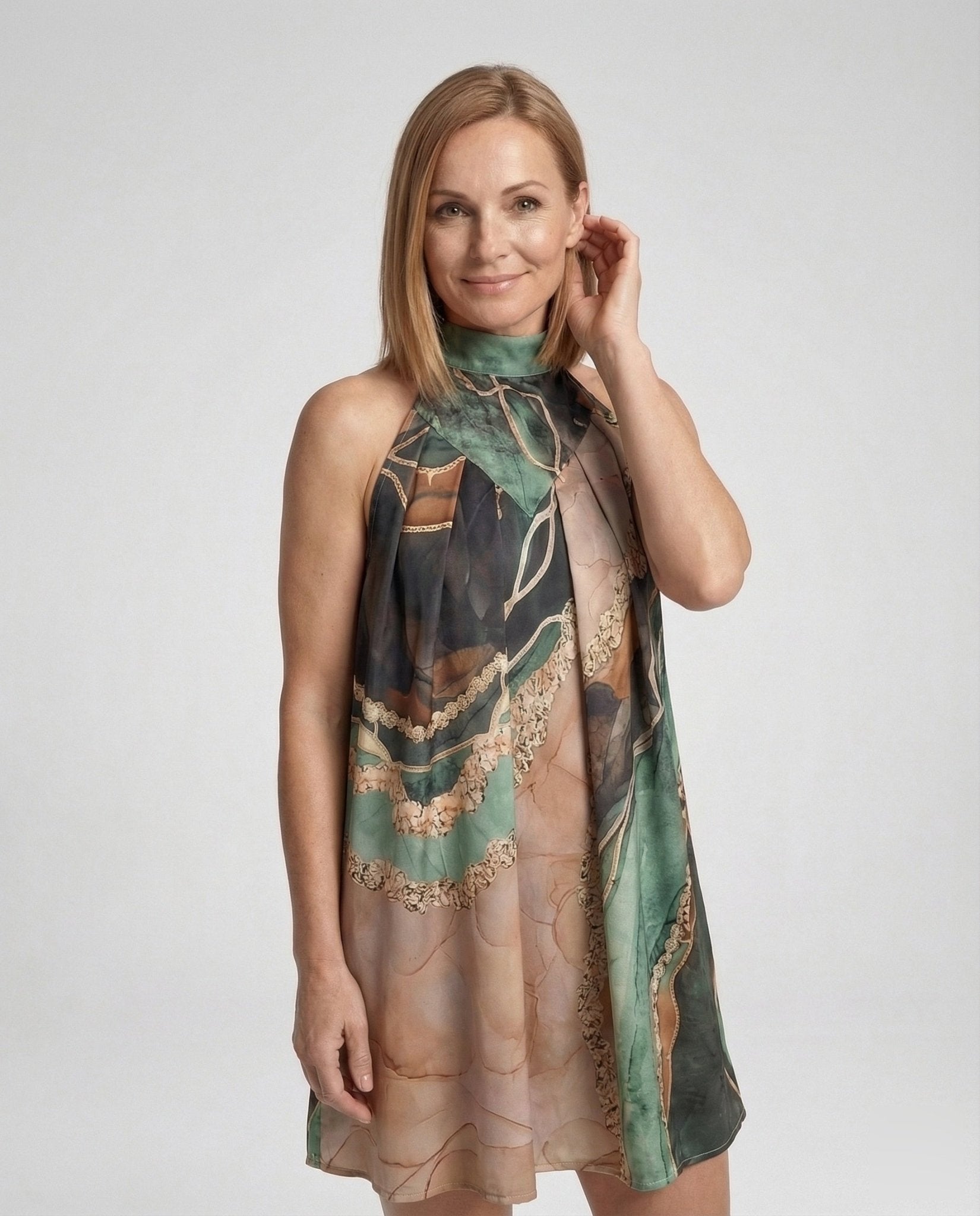 Women’s Halter Summer Dress in Satin Look - Chichicherry