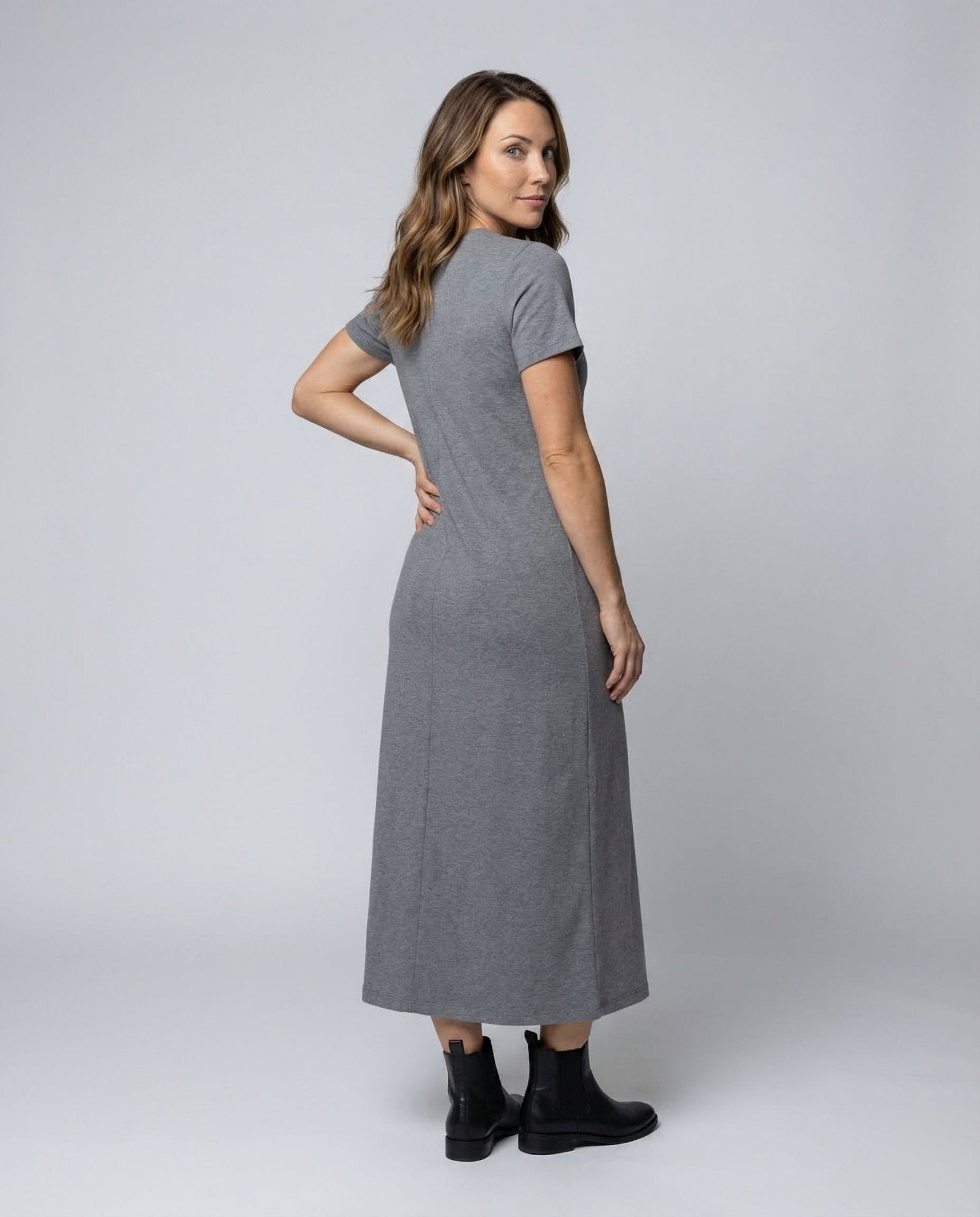 Women's High Neck Jersey Midi Dress - Chichicherry