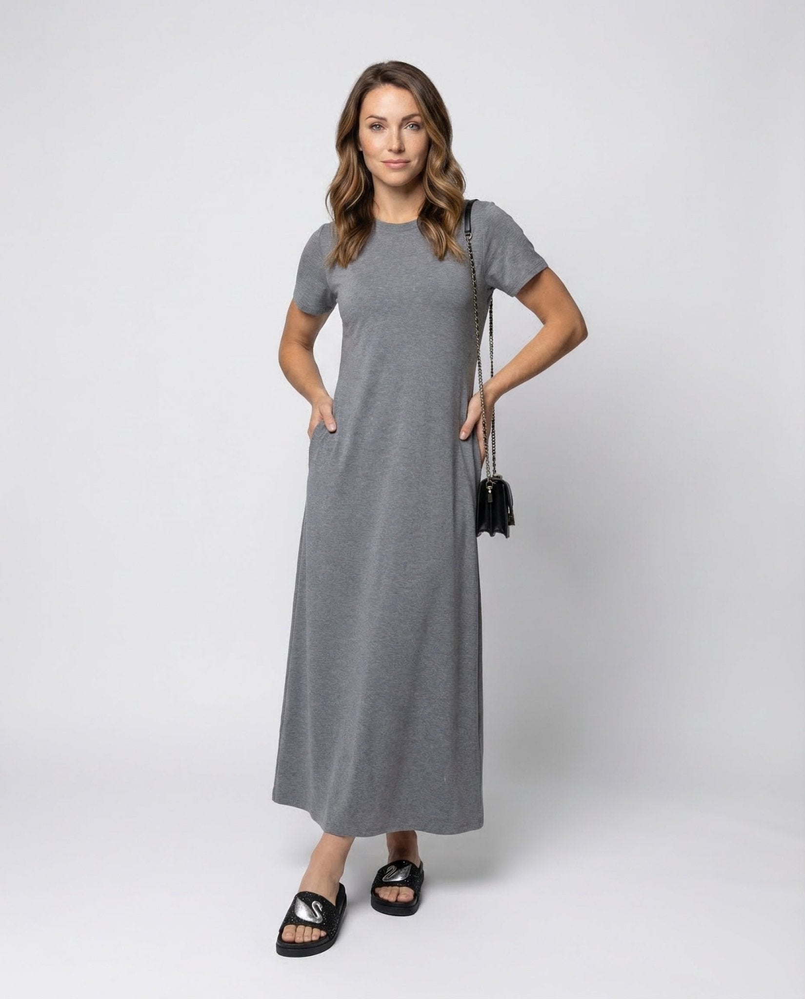 Women's High Neck Jersey Midi Dress - Chichicherry
